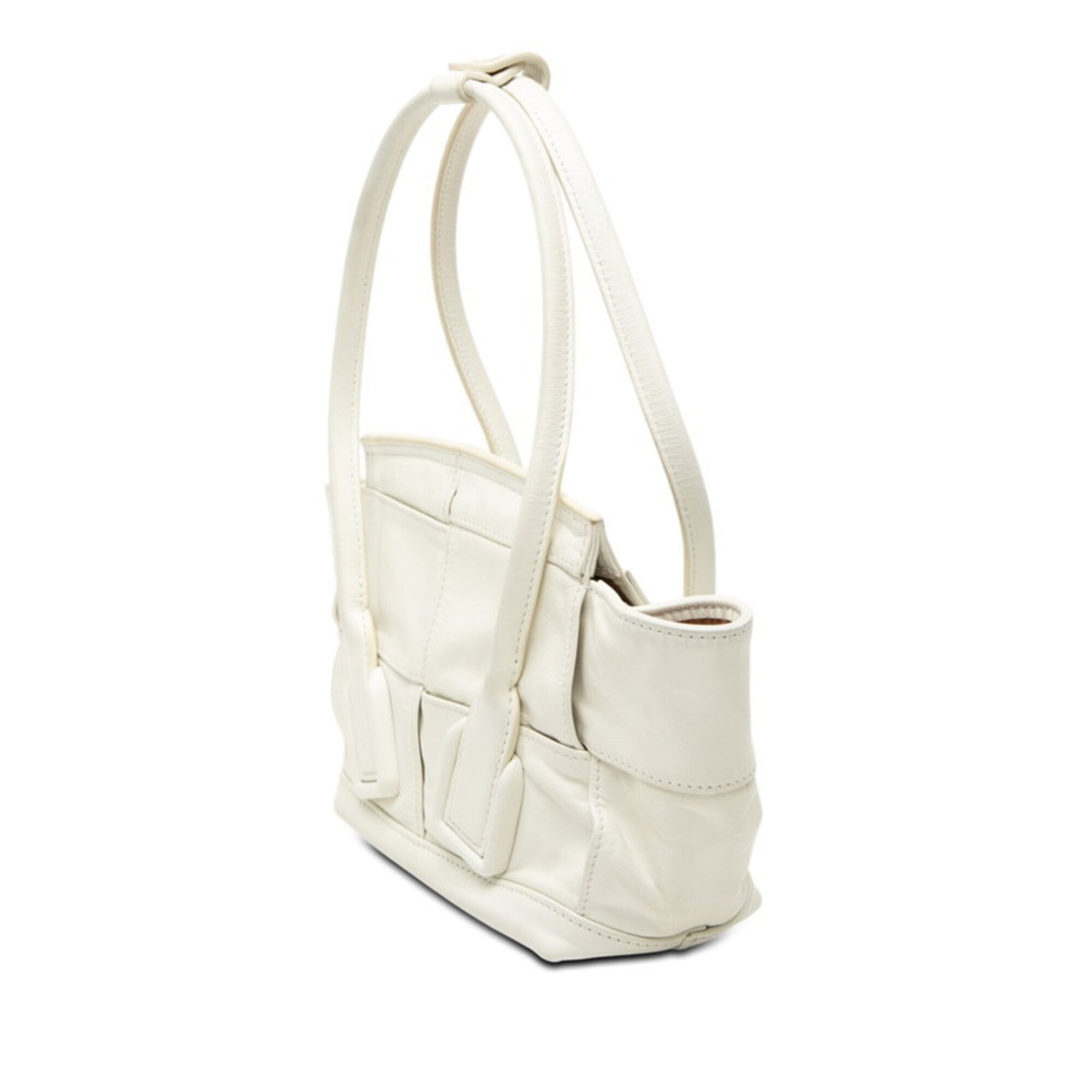 Bottega Veneta White Leather Handbag Shoulder Bag (Pre-Owned)