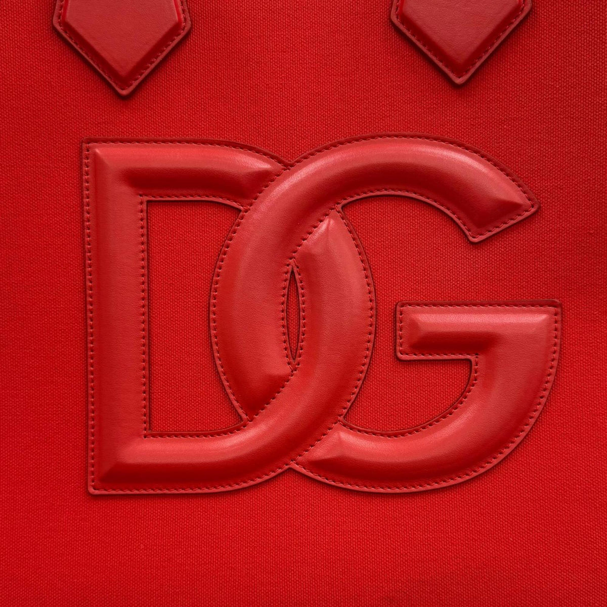 Dolce & Gabbana Red Color Leather Canvas Tote Bag (Pre-Owned)