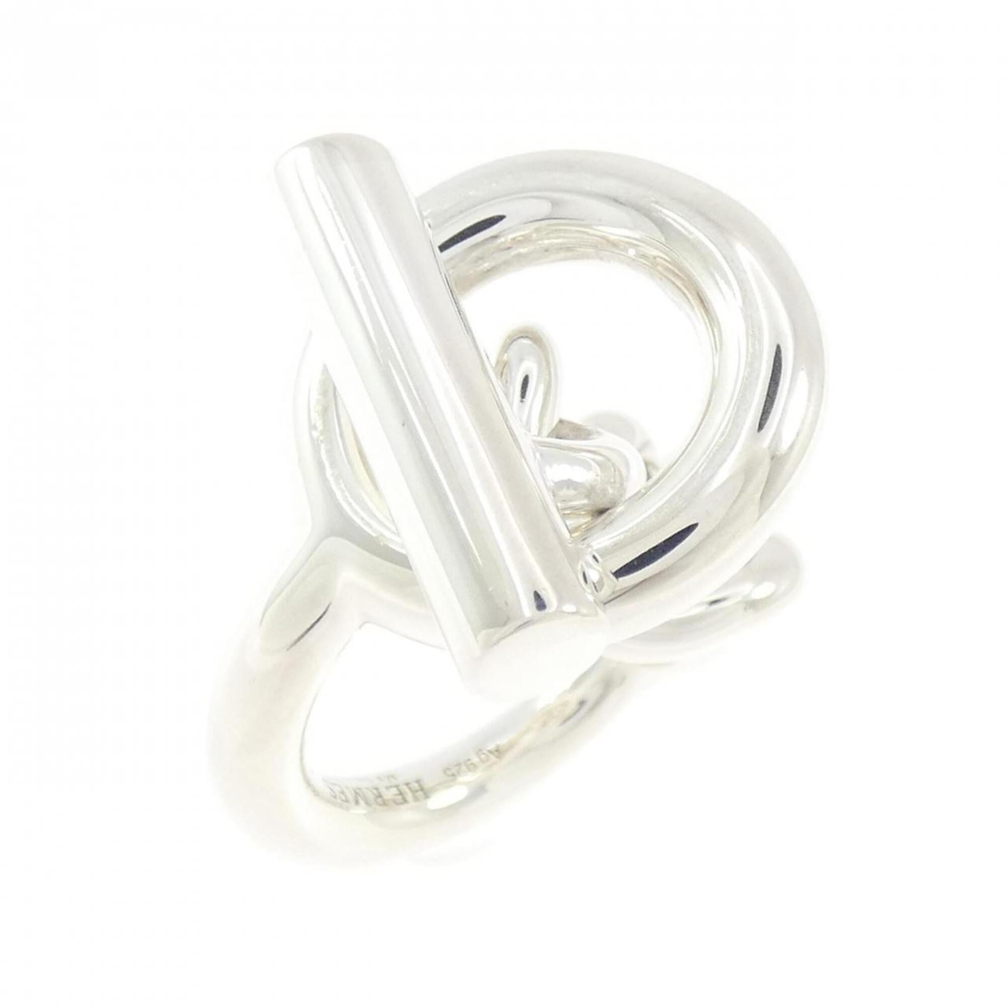 Hermes Silver Silver 925 Band Ring (Pre-Owned)