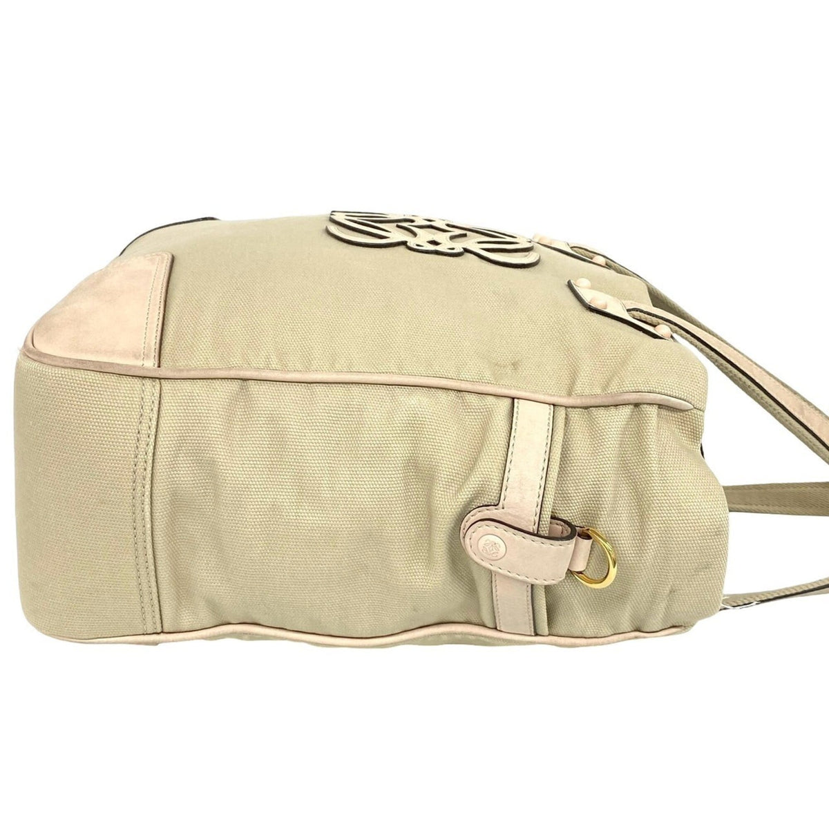 Loewe Beige Pink Canvas Leather Shoulder Bag Tote Bag (Pre-Owned)