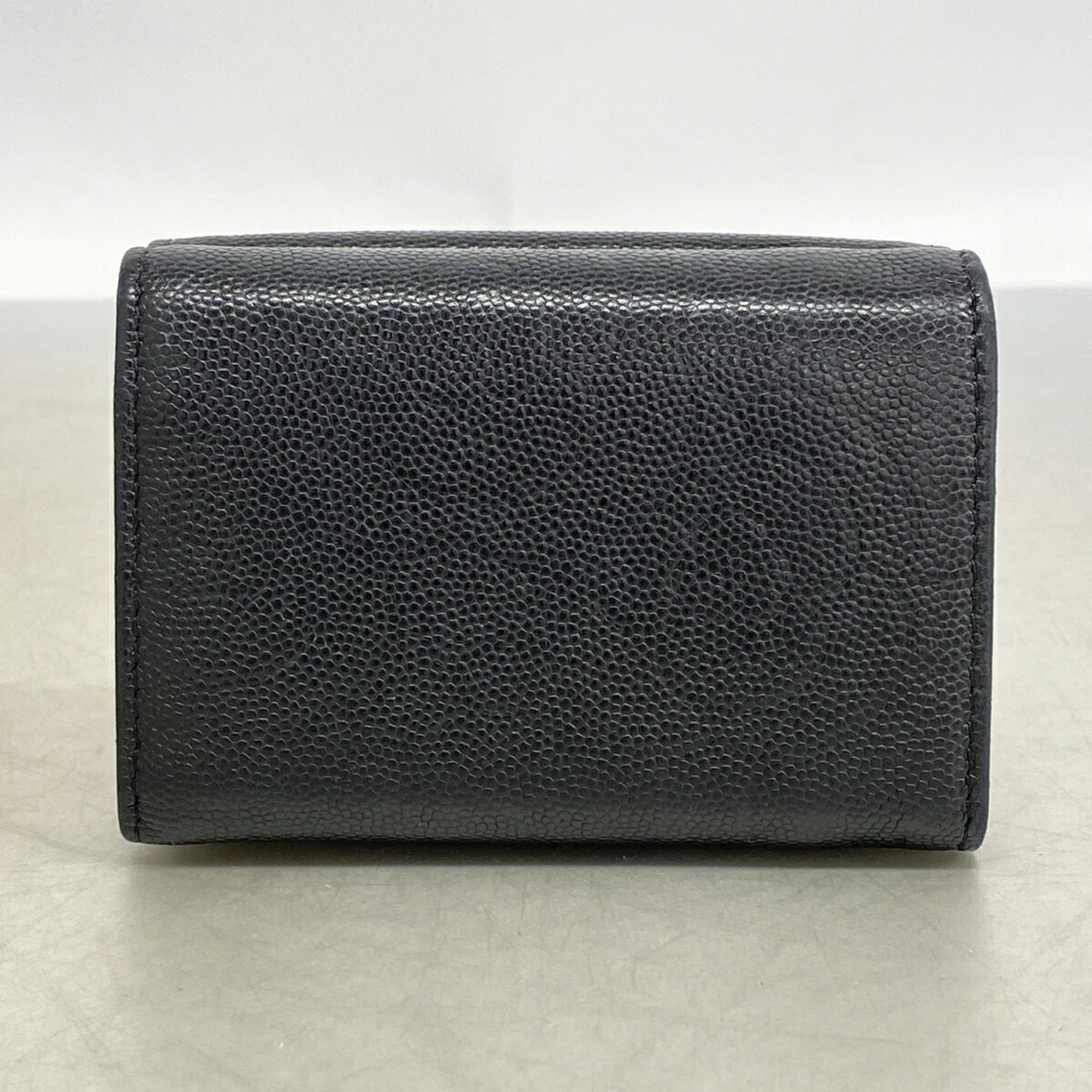 Chanel Black Grained Calfskin Wallet (Tri-Fold) (Pre-Owned)