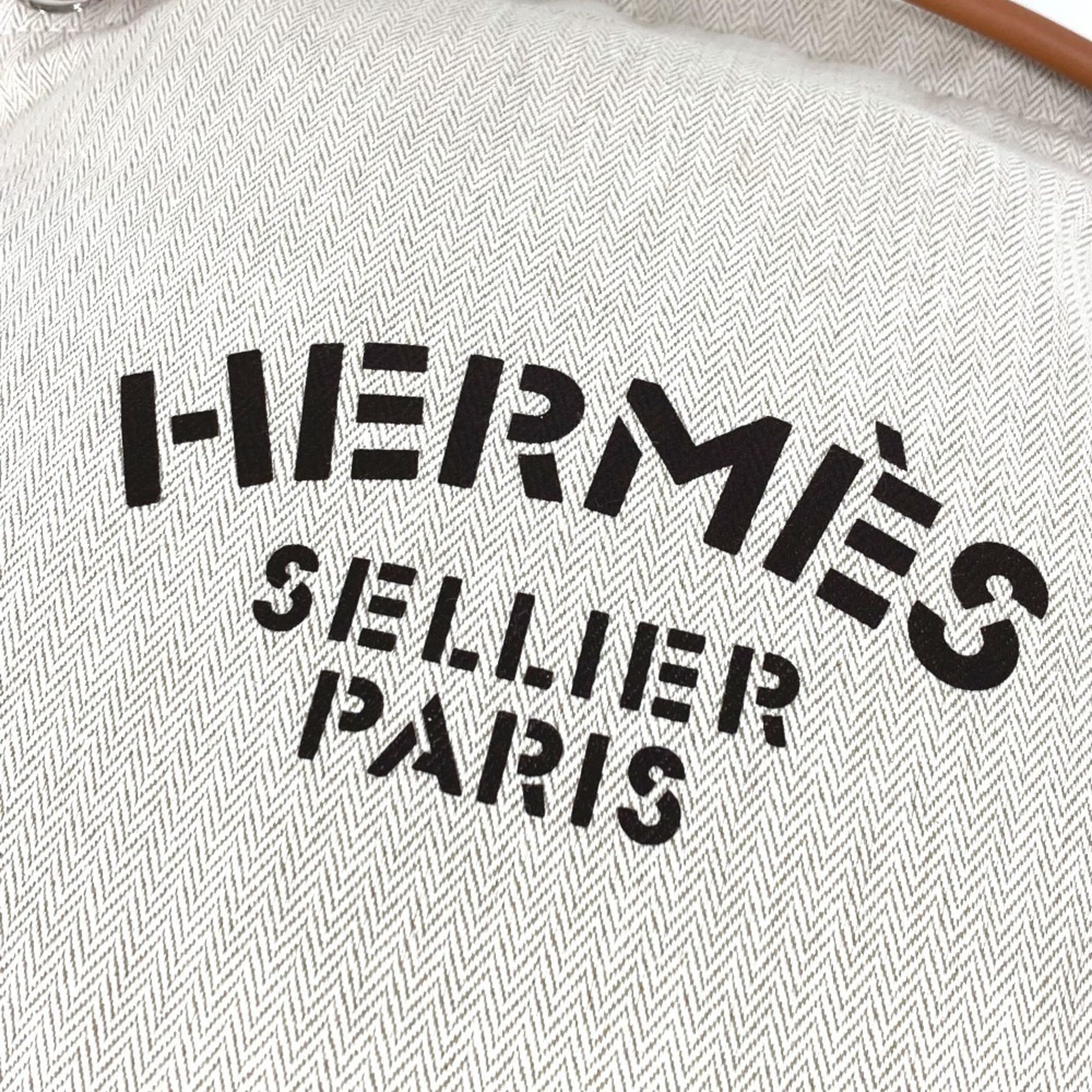 Hermes Beige Brown Toile Chevron Barenia Leather Backpack (Pre-Owned)