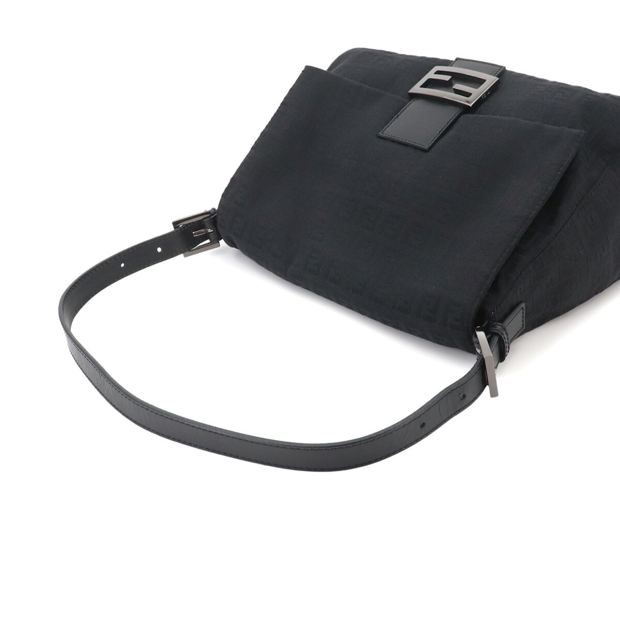 Fendi Black Canvas Leather Handbag Shoulder Bag (Pre-Owned)