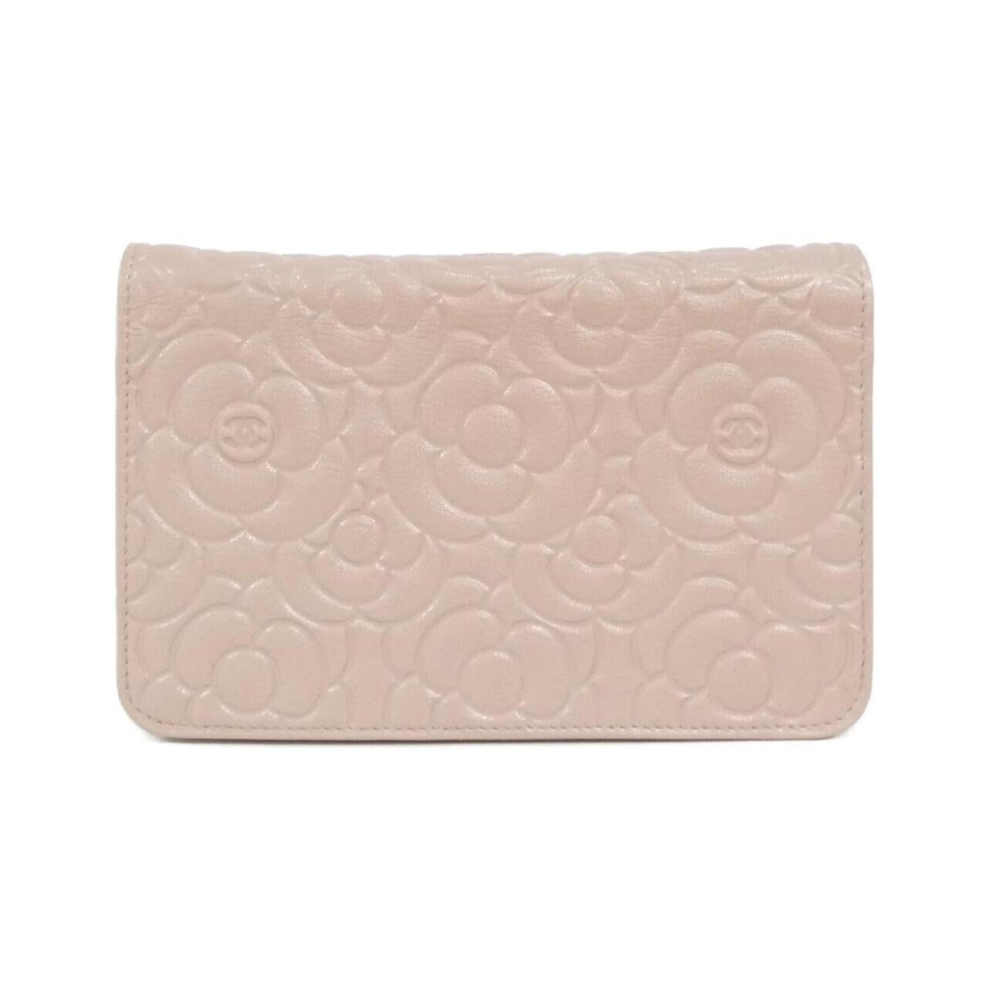 Chanel Pink Leather Satin Chain/Shoulder Wallet (Pre-Owned)