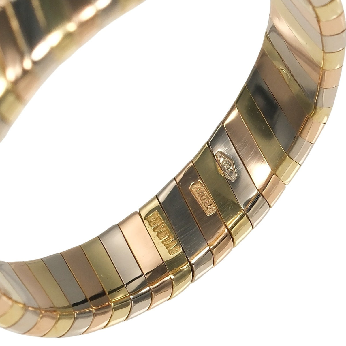 Bvlgari Tubogas Yellow Gold (18K) Pink Gold (18K) White Gold (18K) Band Ring (Pre-Owned)