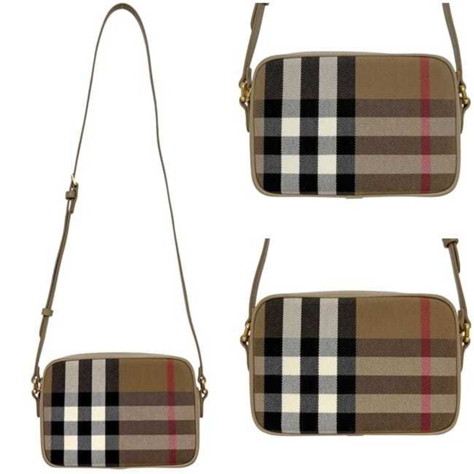 Burberry Beige Canvas Leather Shoulder Bag (Pre-Owned)