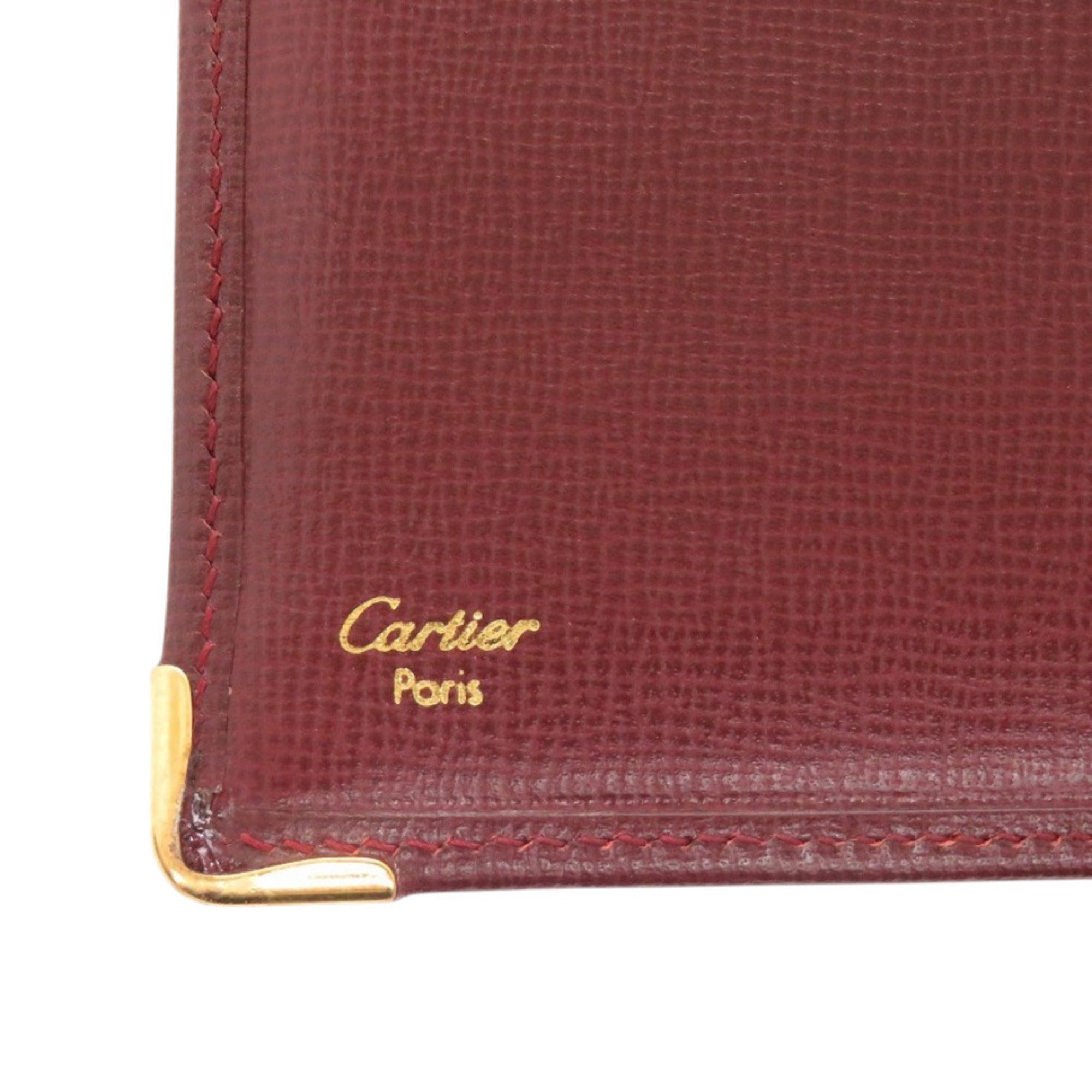 Cartier Bordeaux Leather Long Wallet (Bi-Fold) (Pre-Owned)