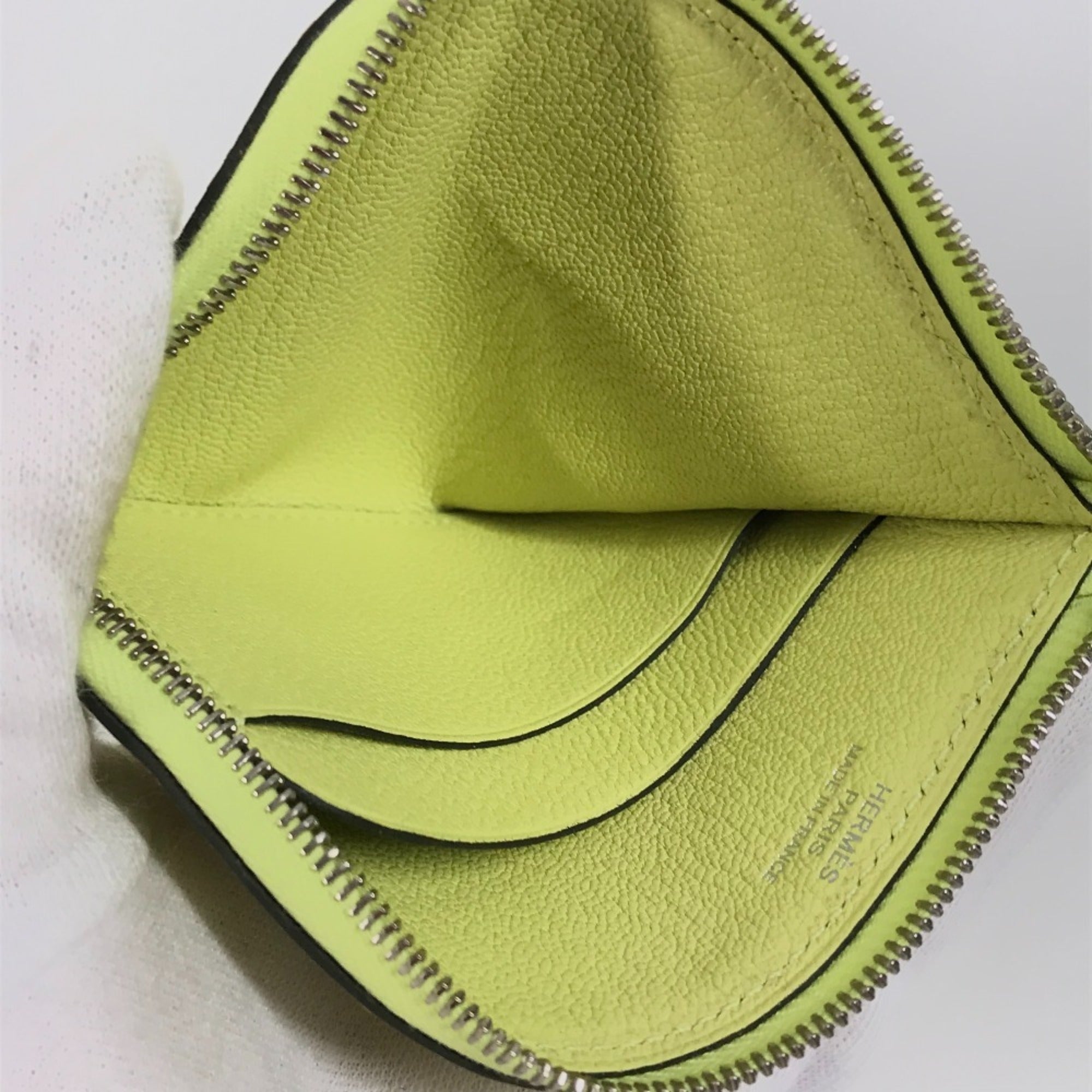 Hermes Yellow Chevre Leather Coin Purse/Coin Case (Pre-Owned)