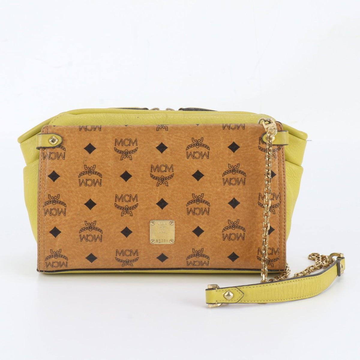 Mcm Brown Green Leather Coated Canvas Crossbody Bag Shoulder Bag (Pre-Owned)