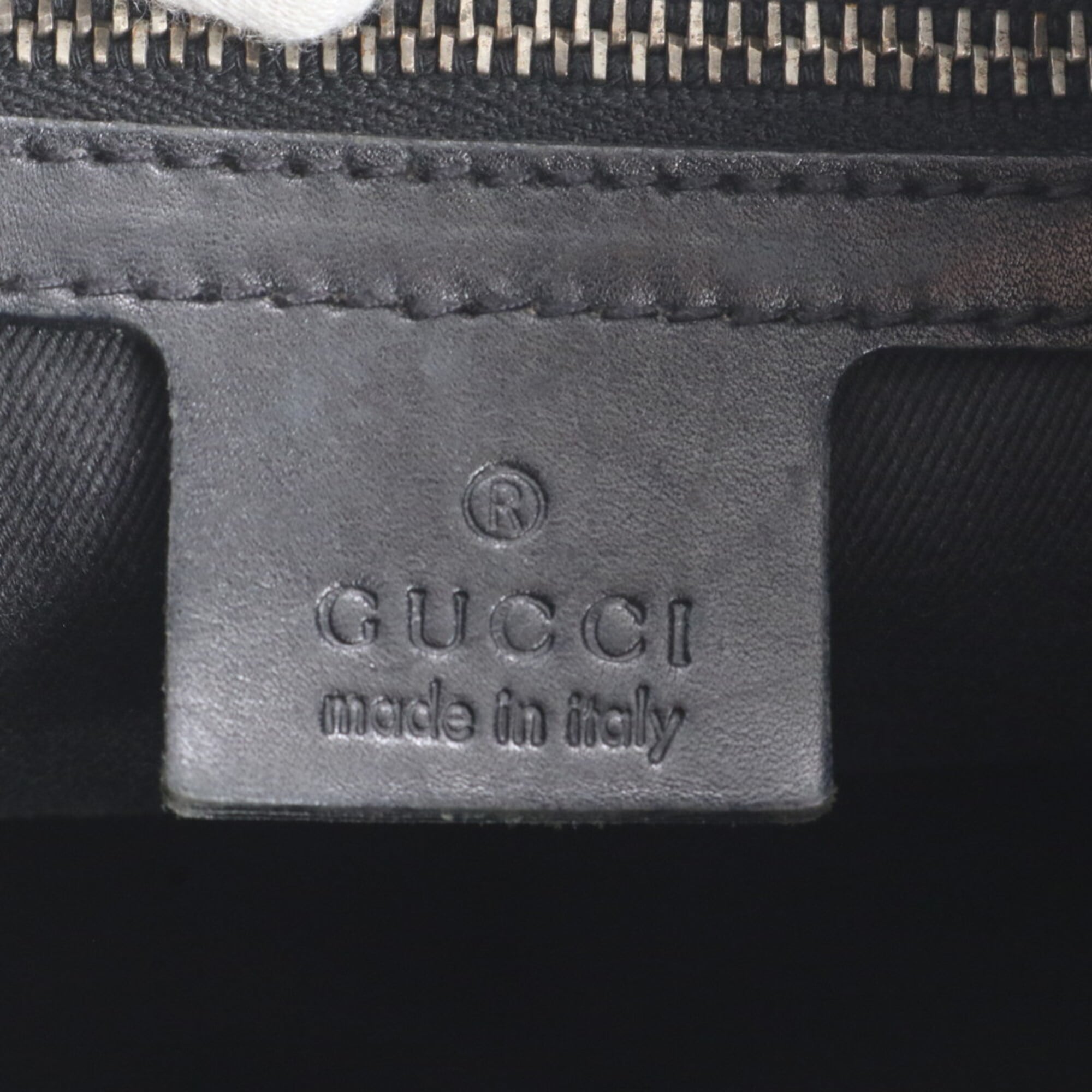 Gucci Black Leather Canvas Shoulder Bag Tote Bag (Pre-Owned)