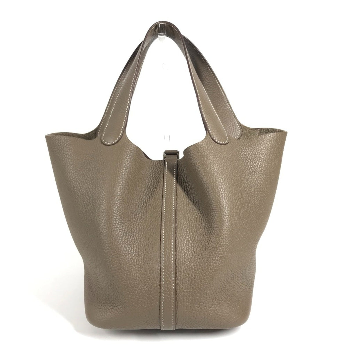 Hermes Gray Taurillon Clemence Leather Handbag (Pre-Owned)