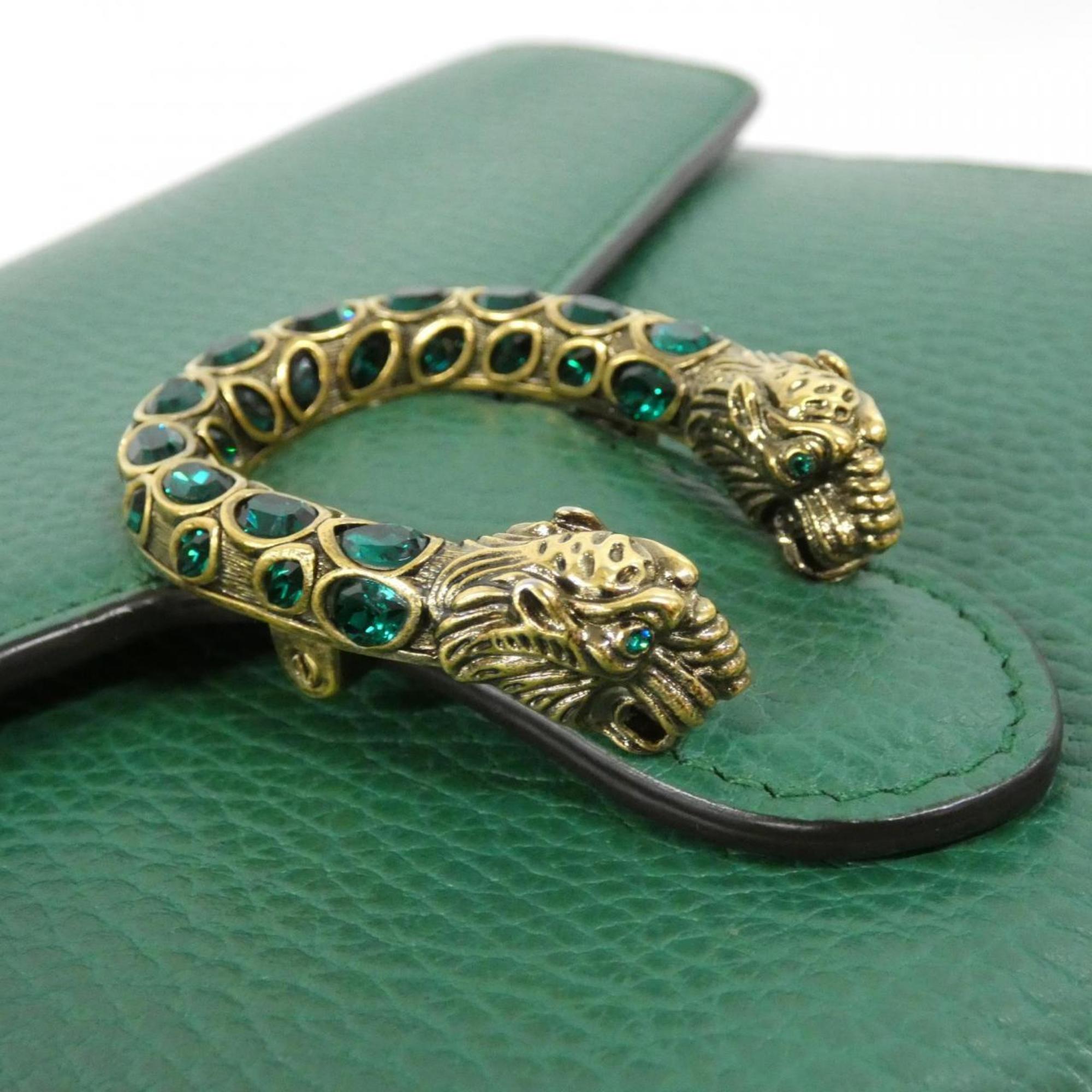 Gucci Emerald Green Leather Chain/Shoulder Wallet (Pre-Owned)