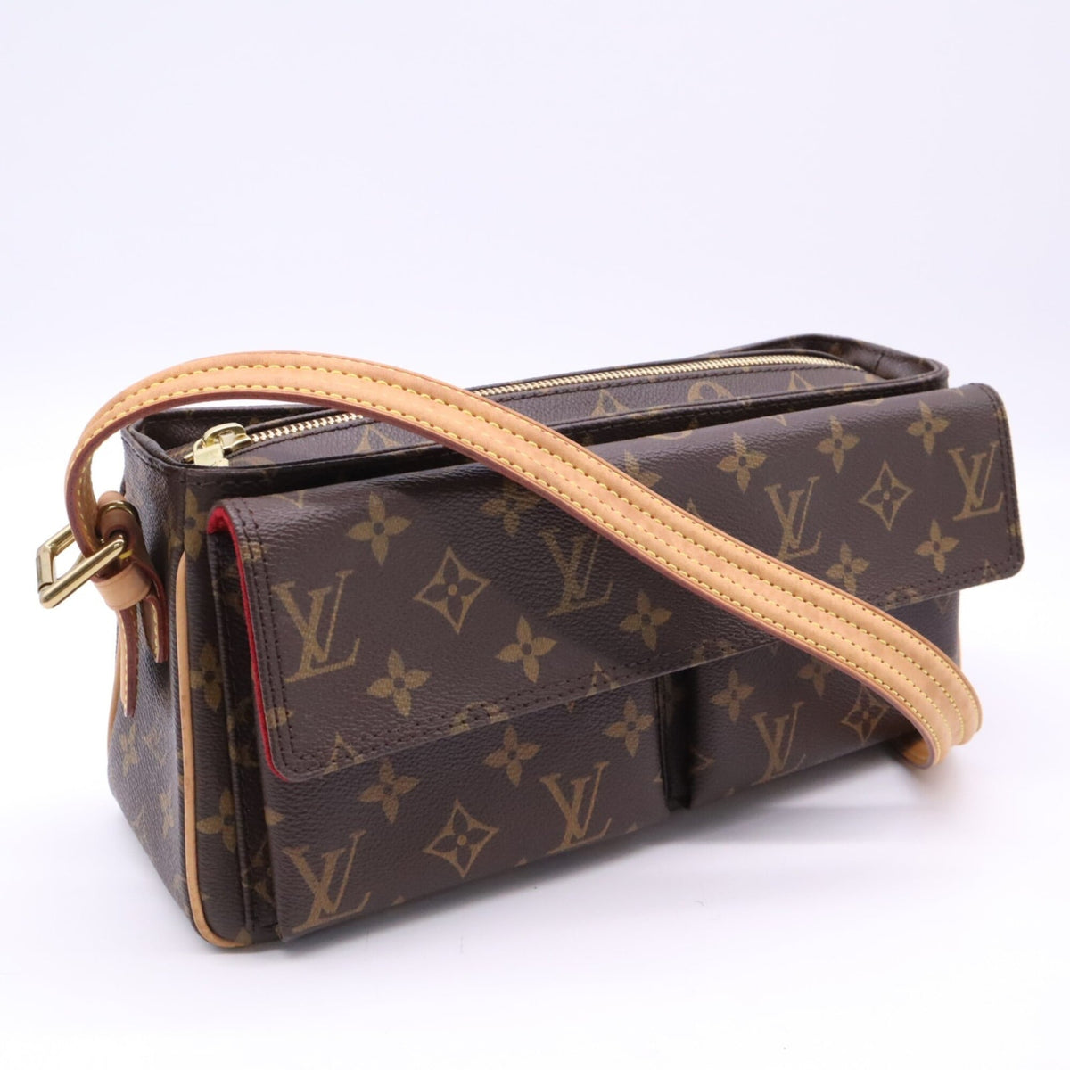 Louis Vuitton Beige Brown Monogram Coated Canvas Handbag (Pre-Owned)