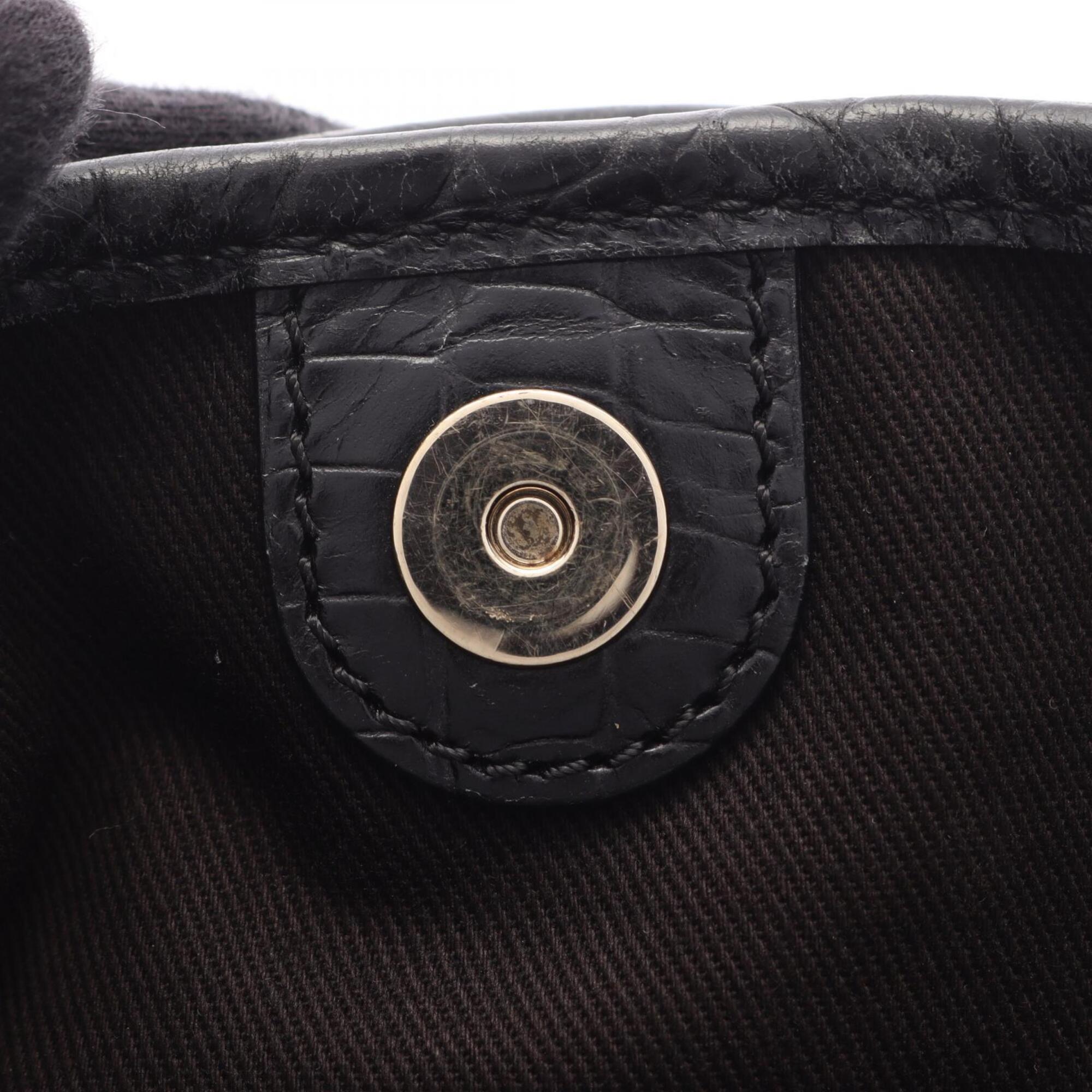 Celine Black Brown Canvas Leather Handbag (Pre-Owned)