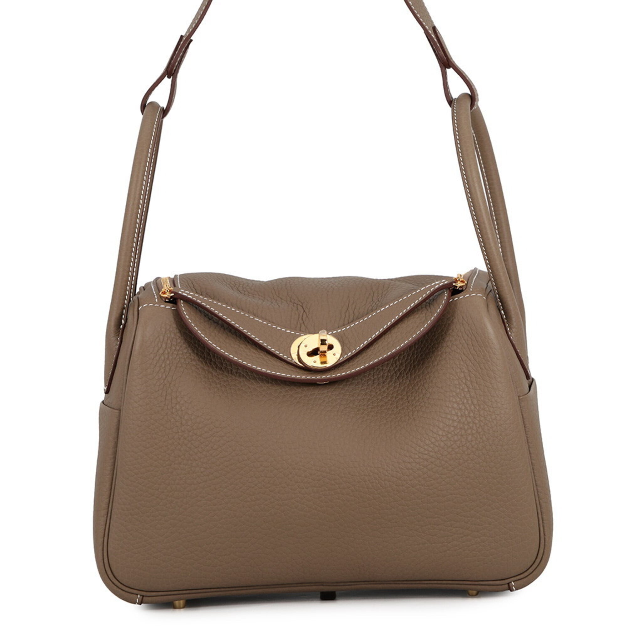 Hermes Etoupe Gray Taurillon Clemence Leather Handbag Shoulder Bag (Pre-Owned)