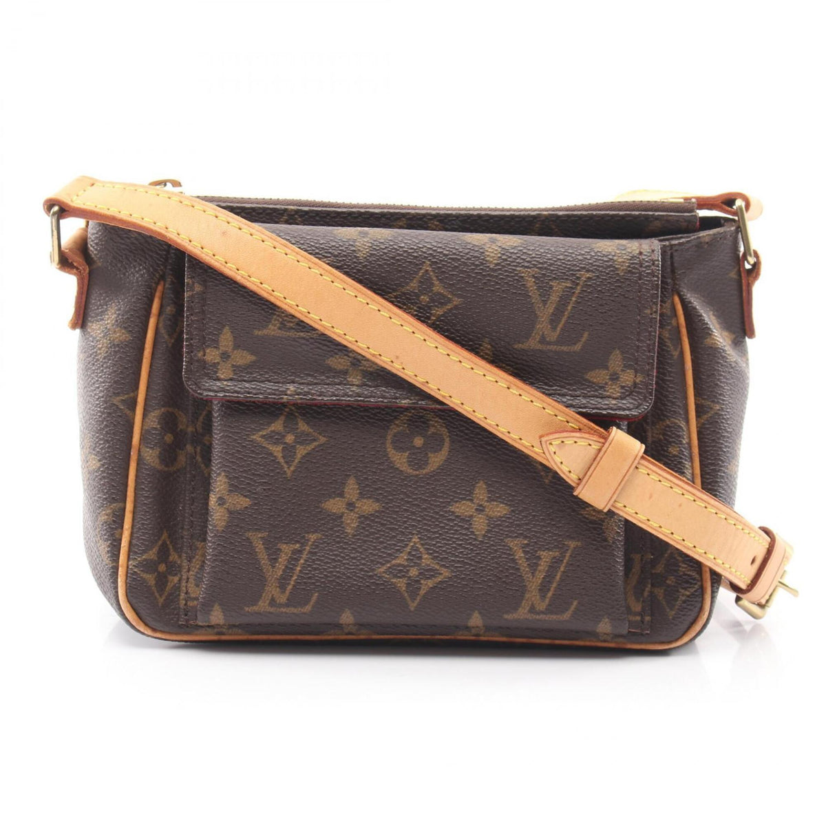 Louis Vuitton Brown Coated Canvas Leather Handbag Shoulder Bag (Pre-Owned)