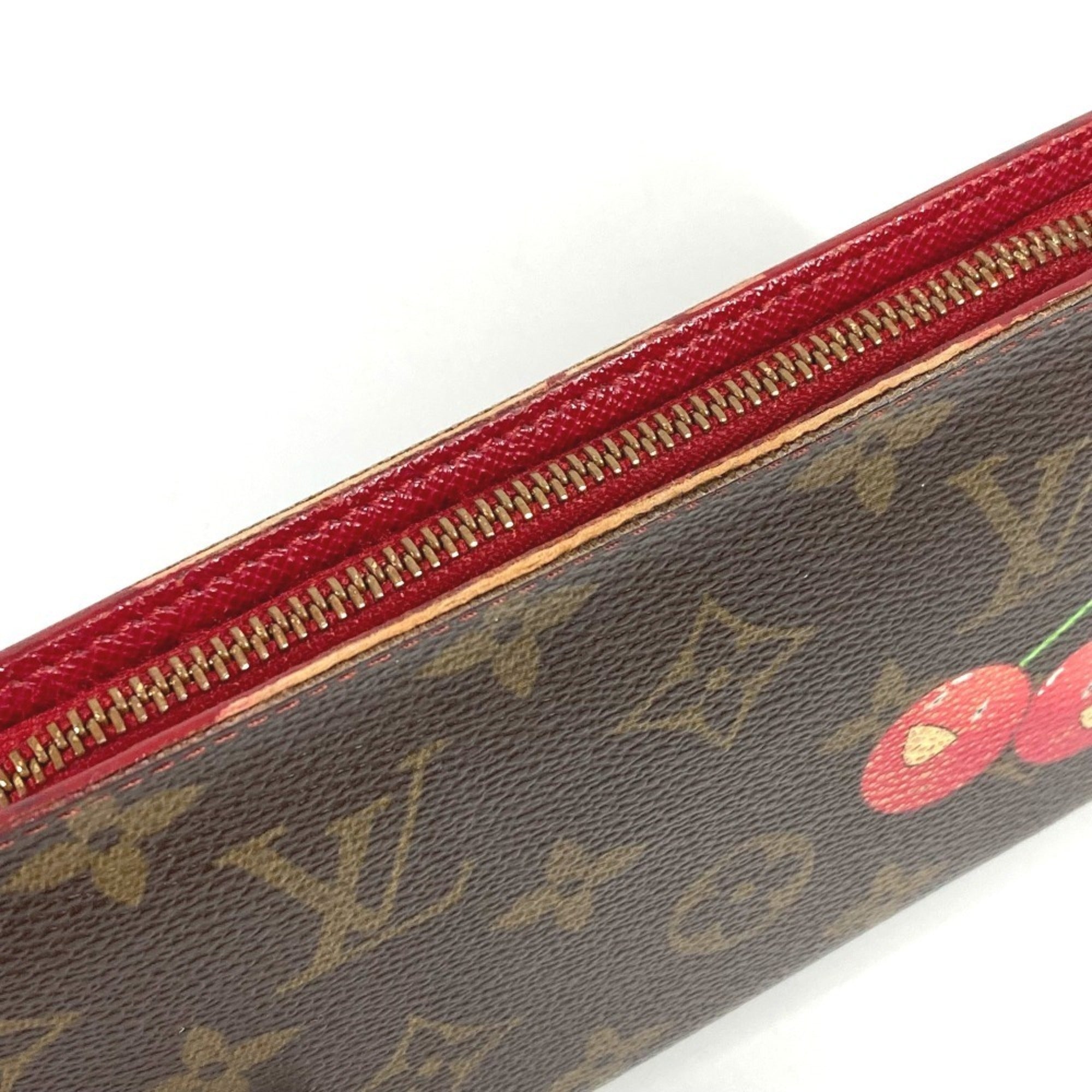Louis Vuitton Brown Monogram Cherry Red Color Monogram Long Wallet (Bi-Fold) (Pre-Owned)