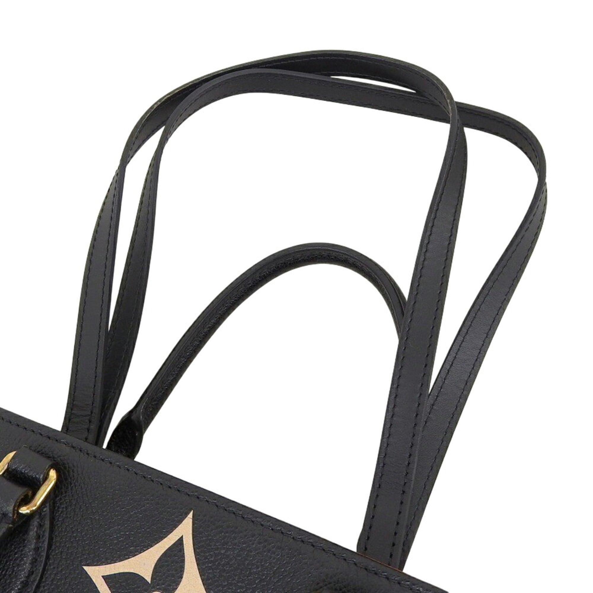 Louis Vuitton Beige Black Leather Tote Bag (Pre-Owned)