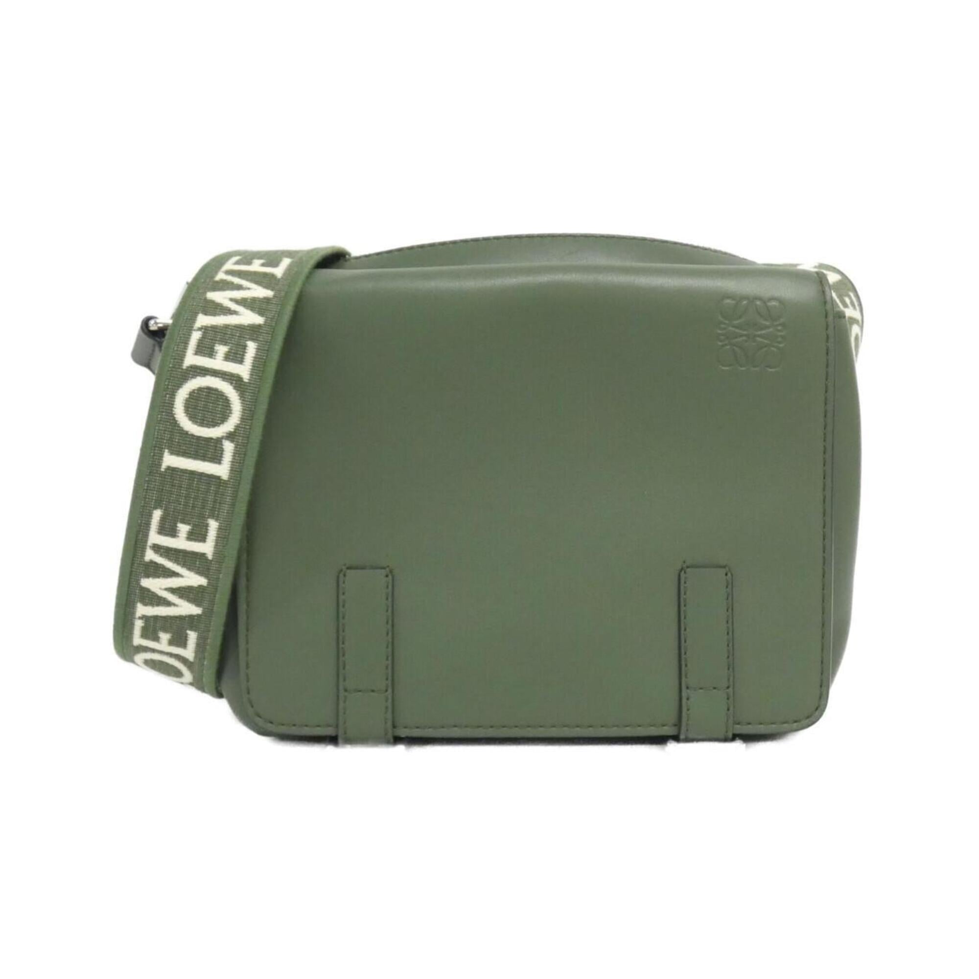 Loewe Green Leather Handbag Messenger Bag Shoulder Bag (Pre-Owned)