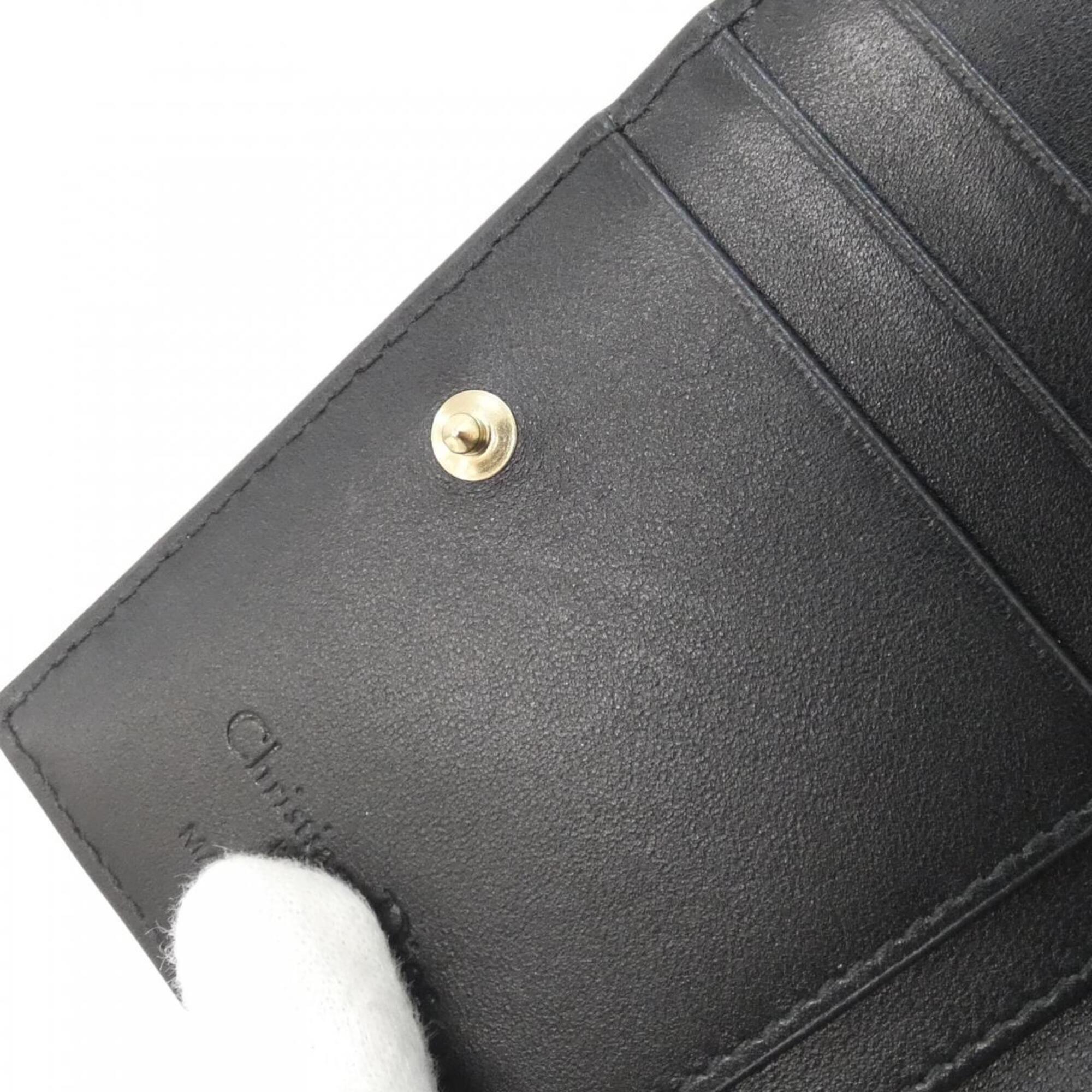 Christian Dior Black White Leather Wallet (Bi-Fold) (Pre-Owned)