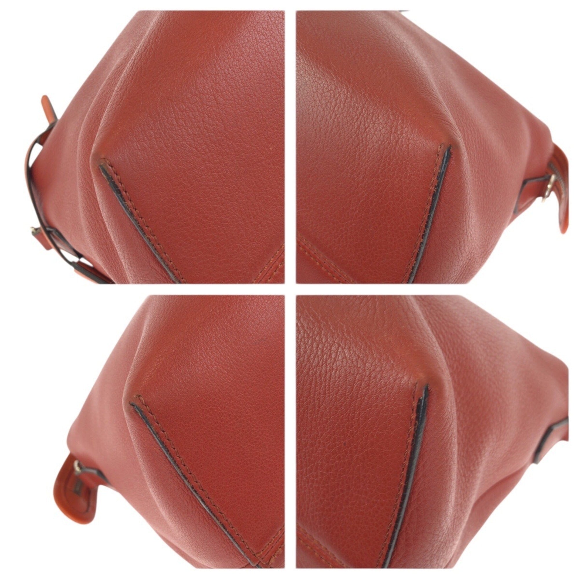 Fendi Brown Orange Leather Handbag Shoulder Bag (Pre-Owned)