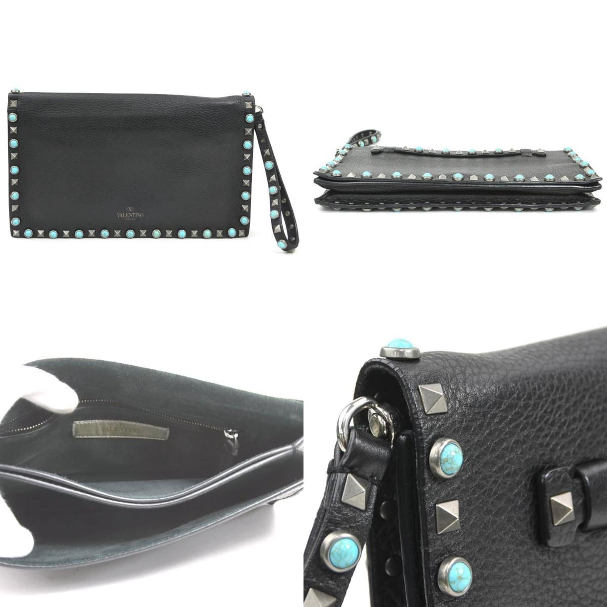 Valentino Garavani Black Leather Clutch Bag (Pre-Owned)