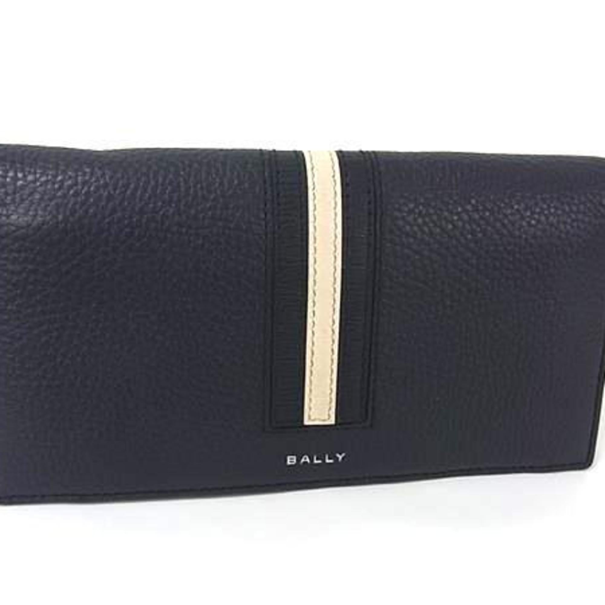 Bally Navy Leather Long Wallet (Bi-Fold) (Pre-Owned)