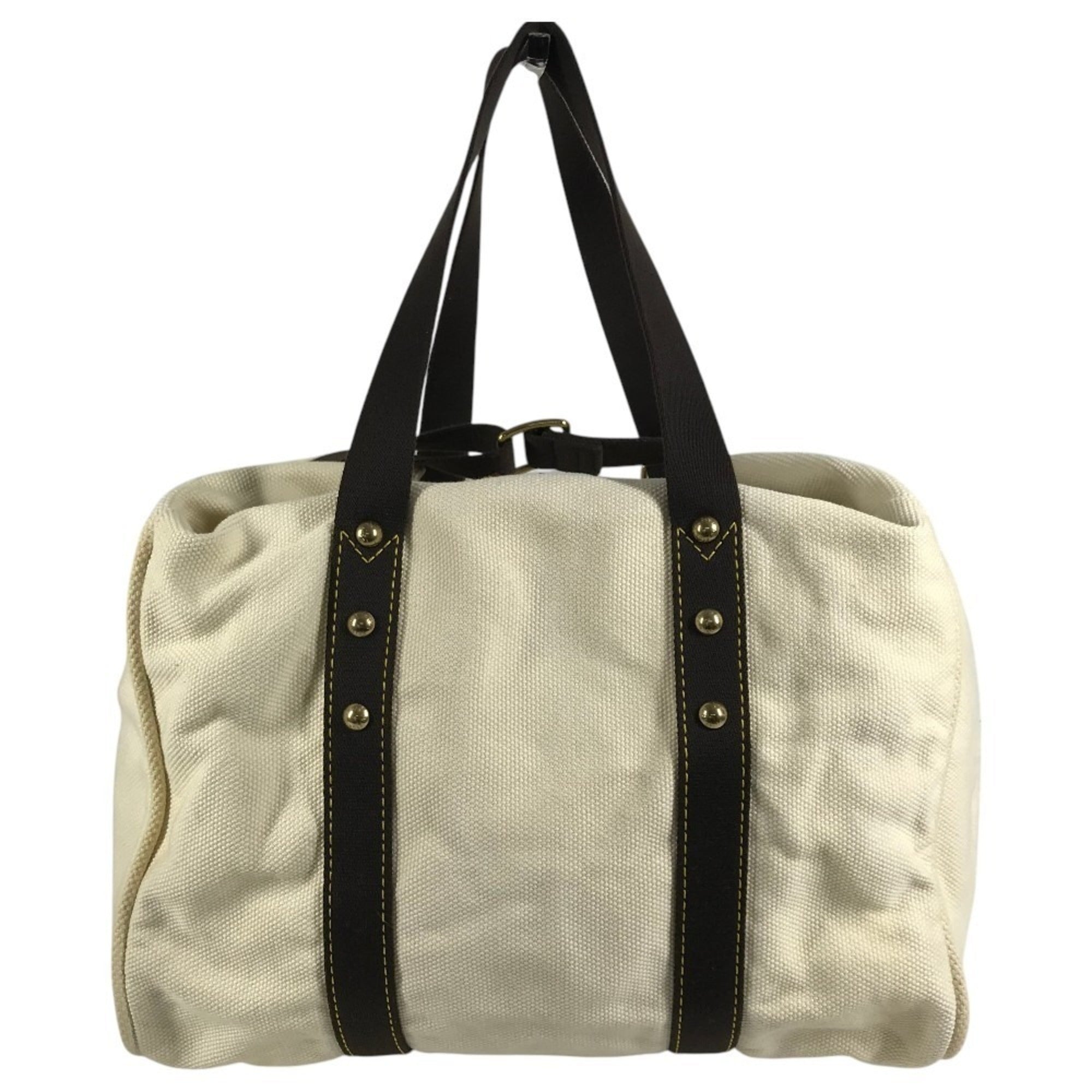 Louis Vuitton Brown Ecru White Canvas Shoulder Bag Tote Bag (Pre-Owned)