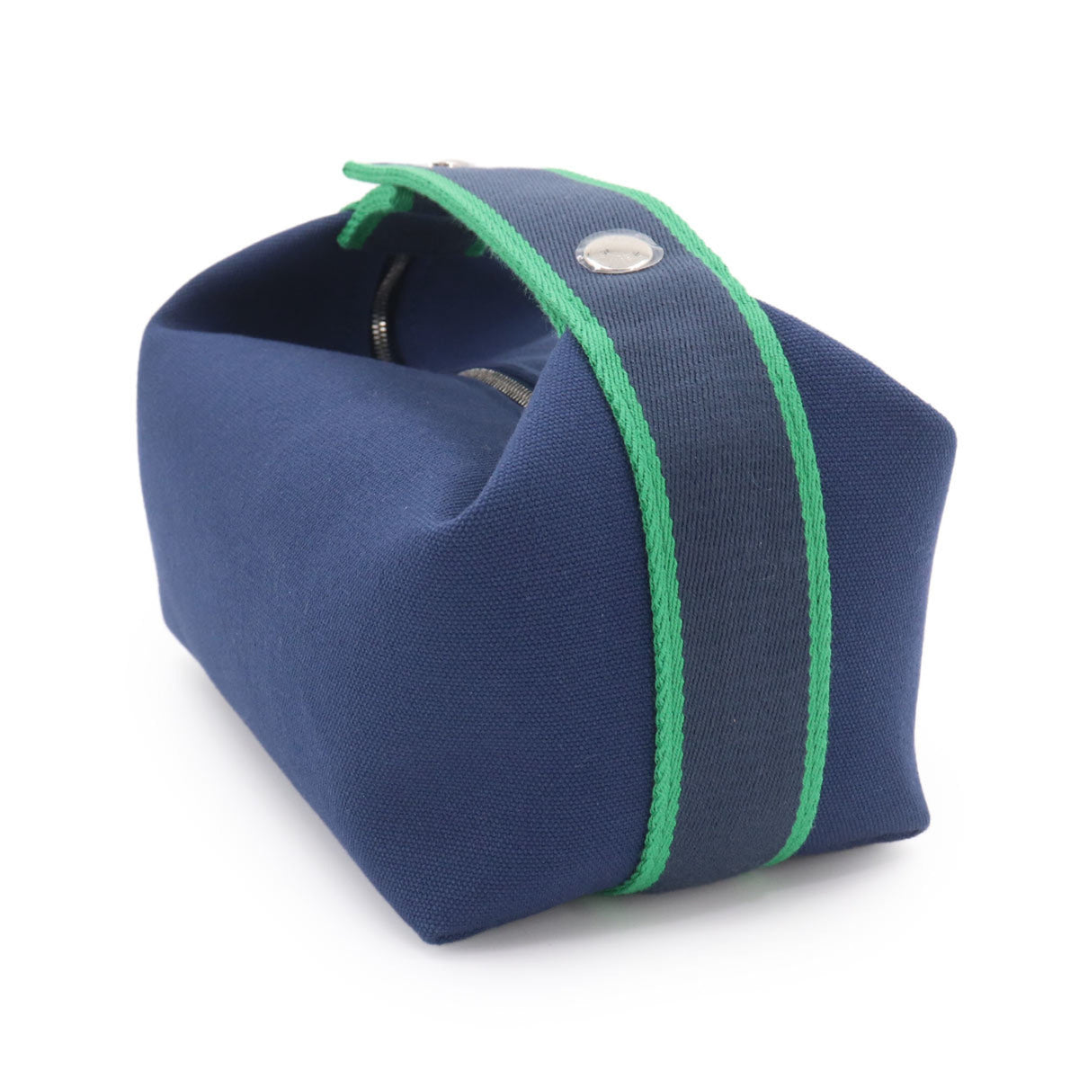 Hermes Black Blue Marine Green Toile H Handbag Pouch (Pre-Owned)