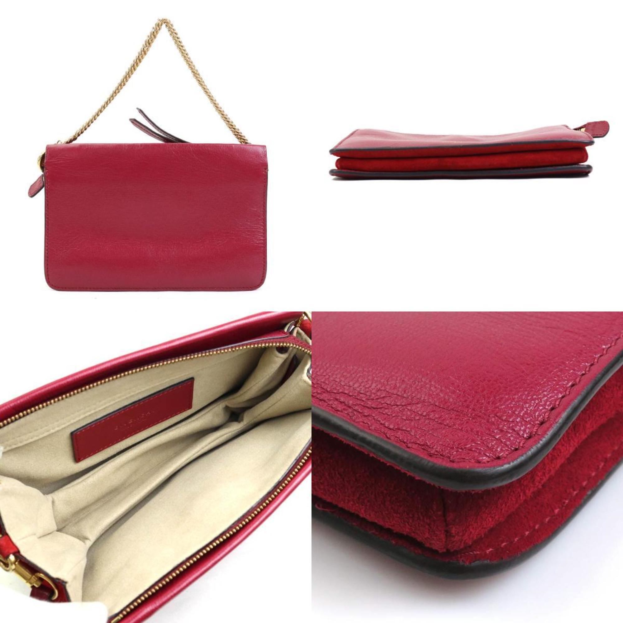 Givenchy Red Color Wine Leather Suede Shoulder Bag (Pre-Owned)