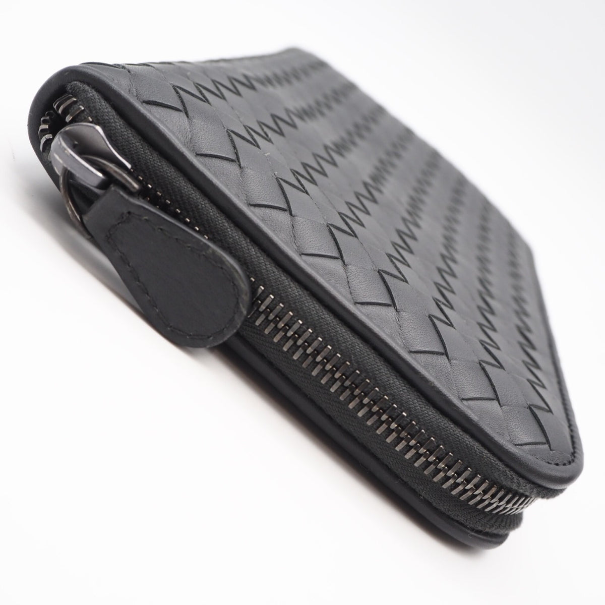 Bottega Veneta Intrecciato Gray Leather Long Wallet (Bi-Fold) (Pre-Owned)