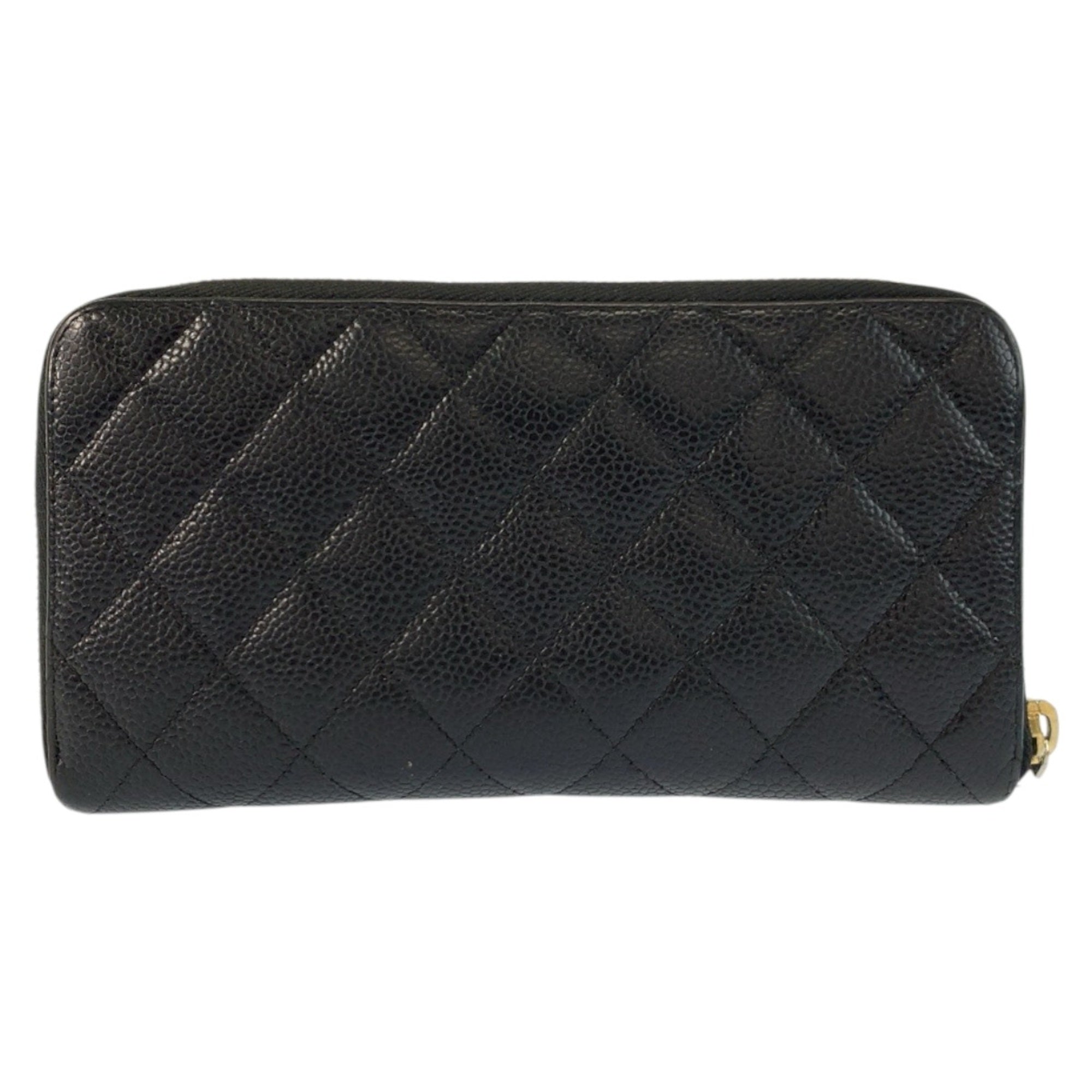 Chanel Black Leather Long Wallet (Bi-Fold) (Pre-Owned)