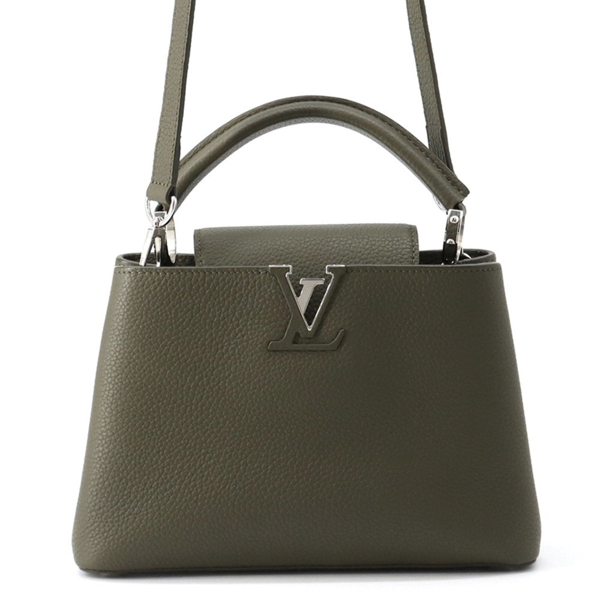 Louis Vuitton Green Khaki Leather Handbag Shoulder Bag (Pre-Owned)