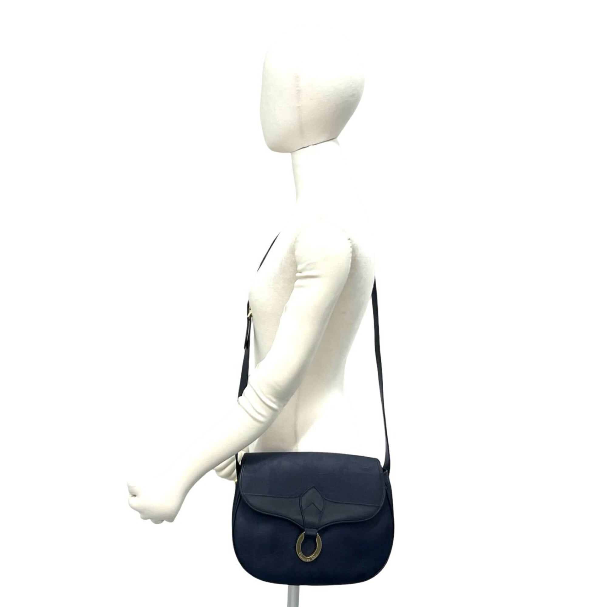 Christian Dior Navy Leather Pvc Pochette Shoulder Bag (Pre-Owned)