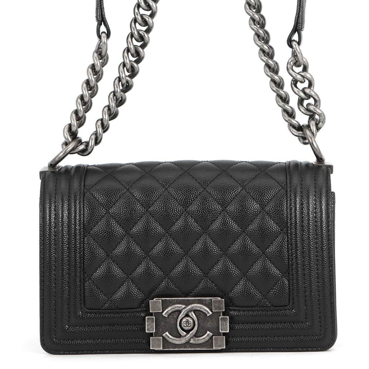 Chanel Black Grained Calfskin Shoulder Bag (Pre-Owned)