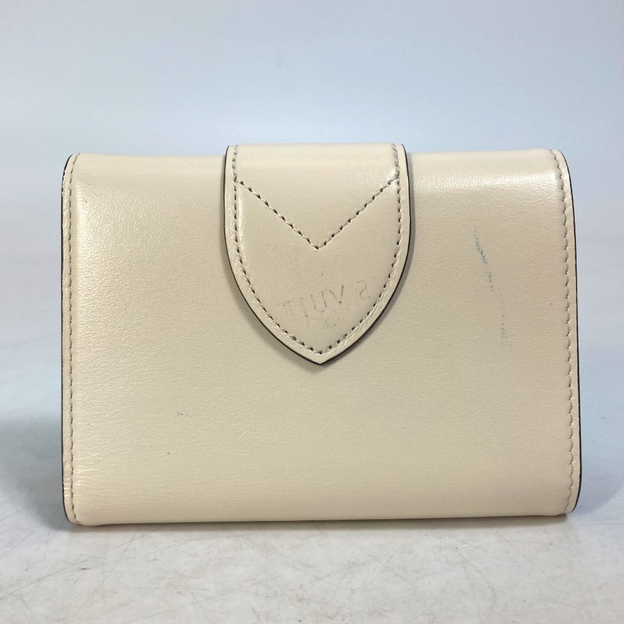 Louis Vuitton White Leather Wallet (Tri-Fold) (Pre-Owned)