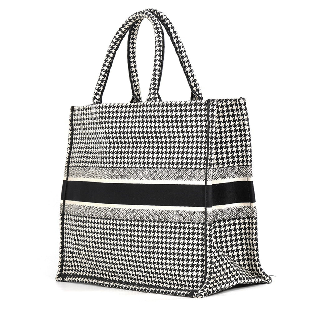 Christian Dior Black White Canvas Handbag Tote Bag (Pre-Owned)