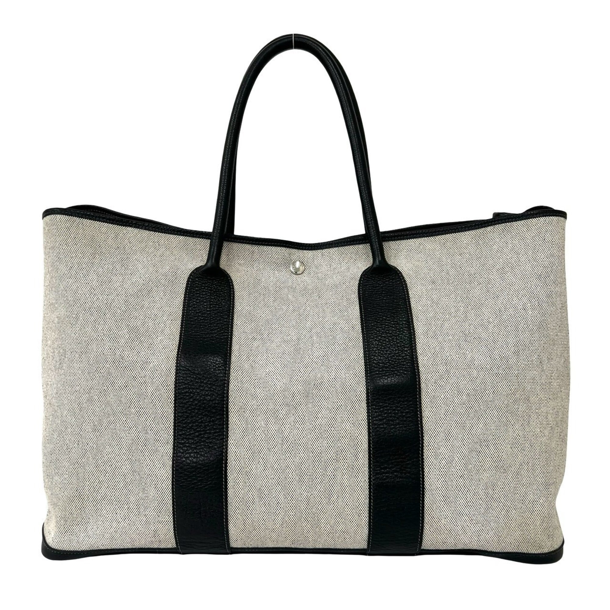 Hermes Black Gray Toile H Negonda Leather Boston Bag Tote Bag (Pre-Owned)