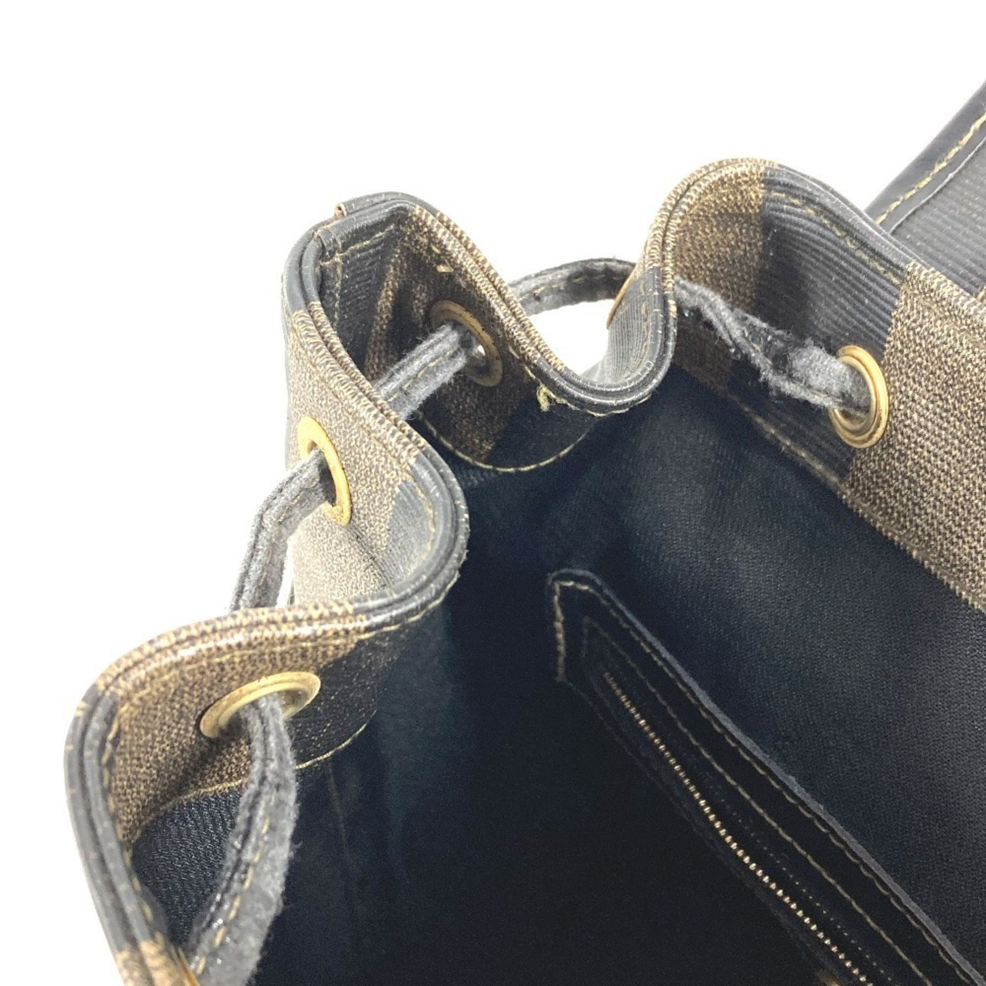 Fendi Pequin Black Khaki Pvc Leather Backpack (Pre-Owned)