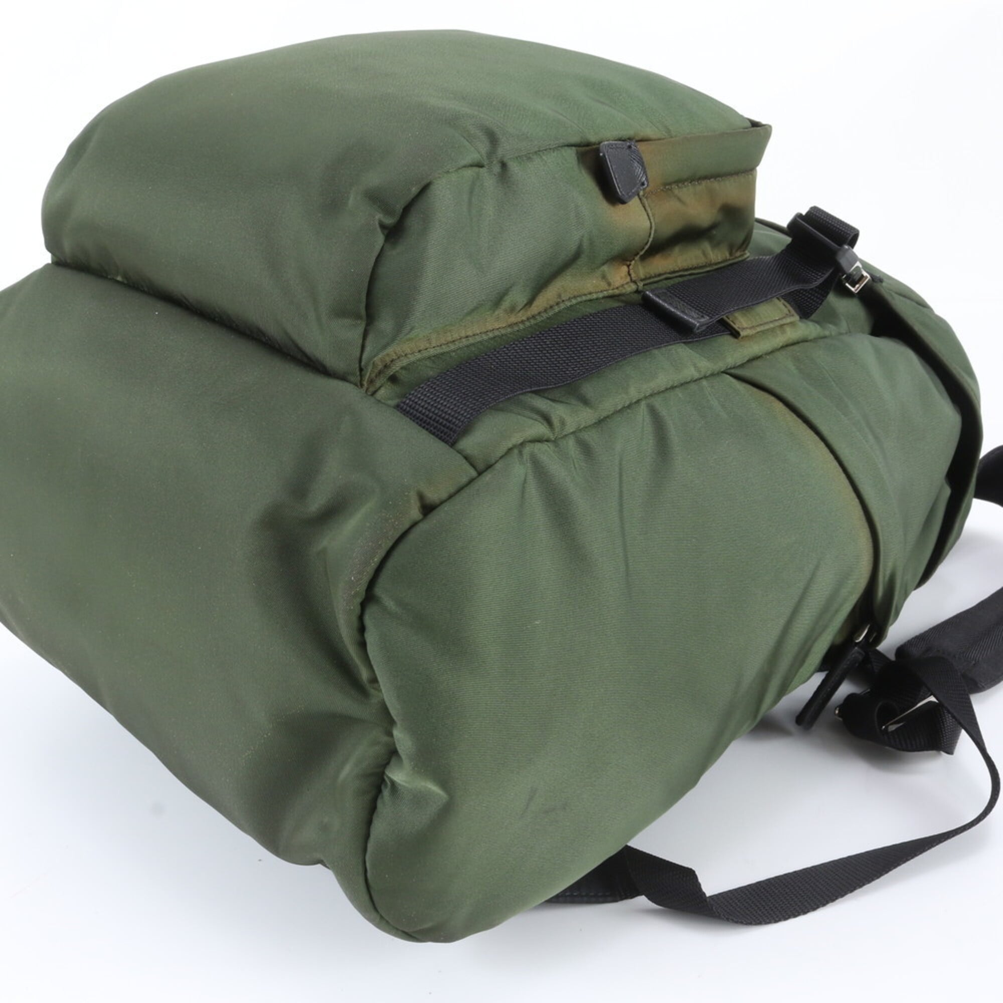 Prada Green Khaki Nylon Backpack Handbag (Pre-Owned)