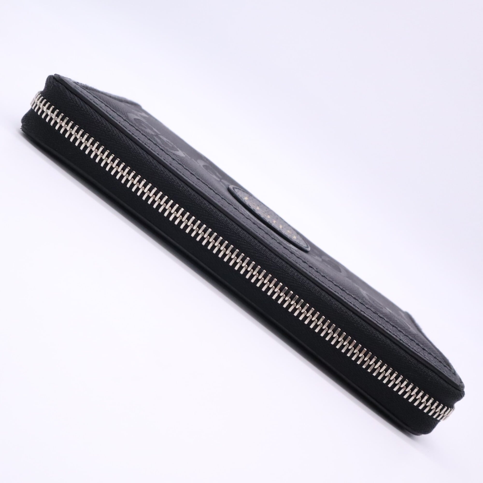 Gucci Gold Black Canvas Leather Long Wallet (Bi-Fold) (Pre-Owned)