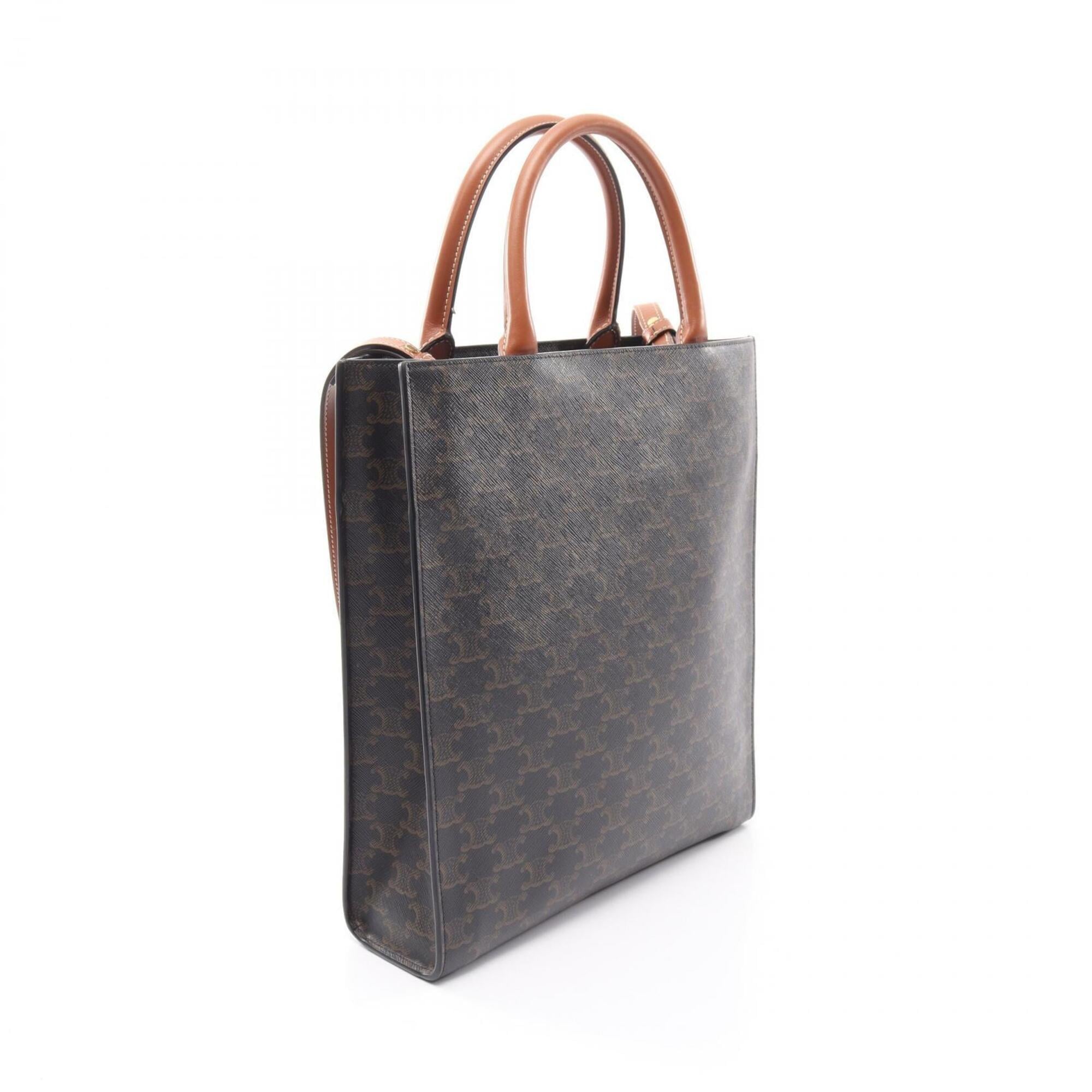 Celine Black Brown Pvc Coated Canvas Leather Tote Bag (Pre-Owned)