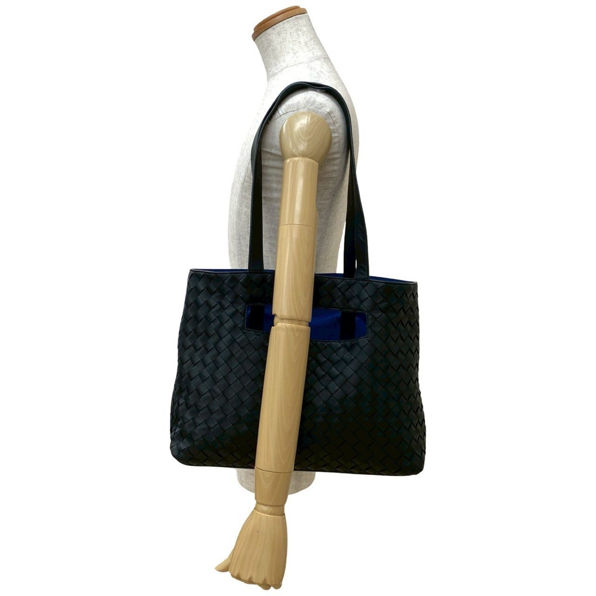Bottega Veneta Black Blue Leather Handbag Tote Bag (Pre-Owned)