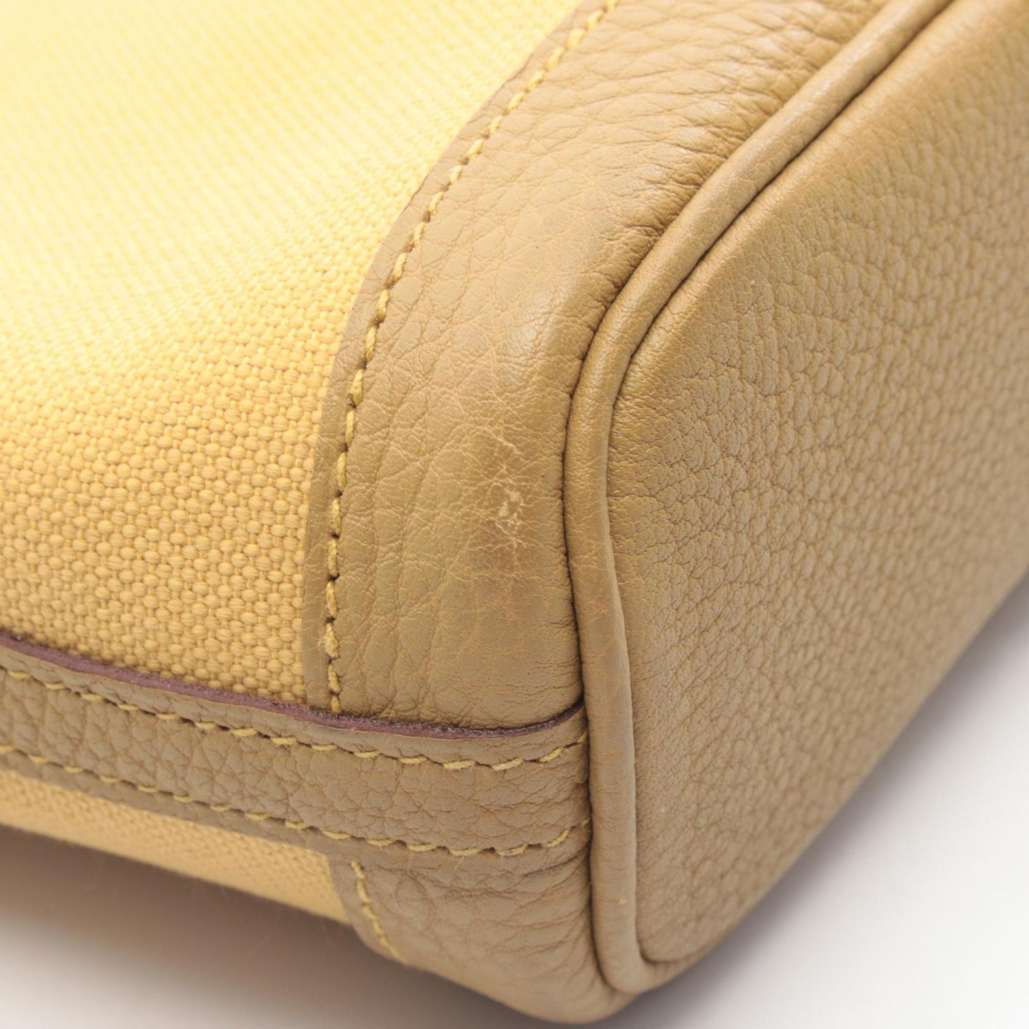 Hermes Beige Yellow Canvas Negonda Leather Toile Officier Handbag Tote Bag (Pre-Owned)