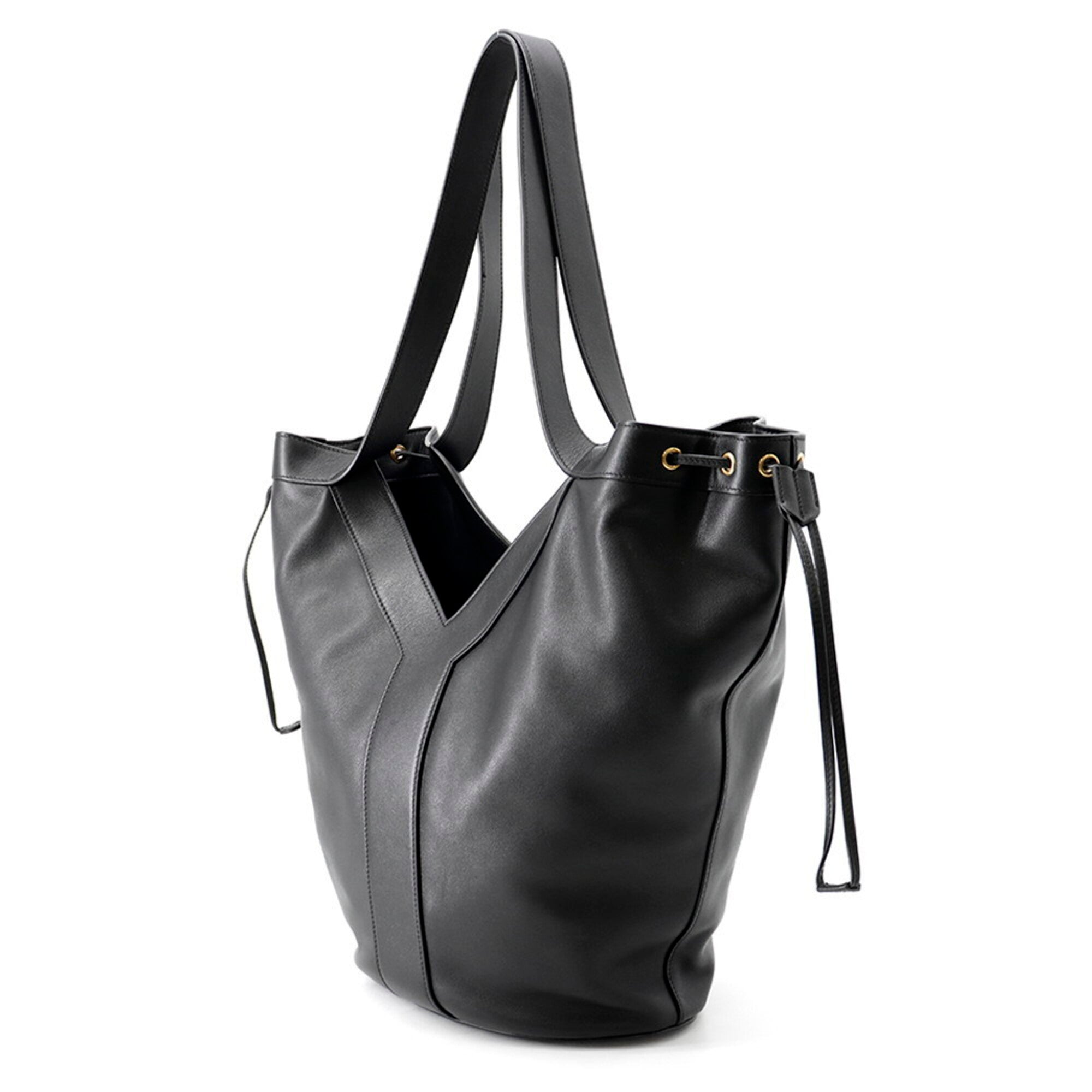 Yves Saint Laurent Black Leather Handbag Tote Bag (Pre-Owned)