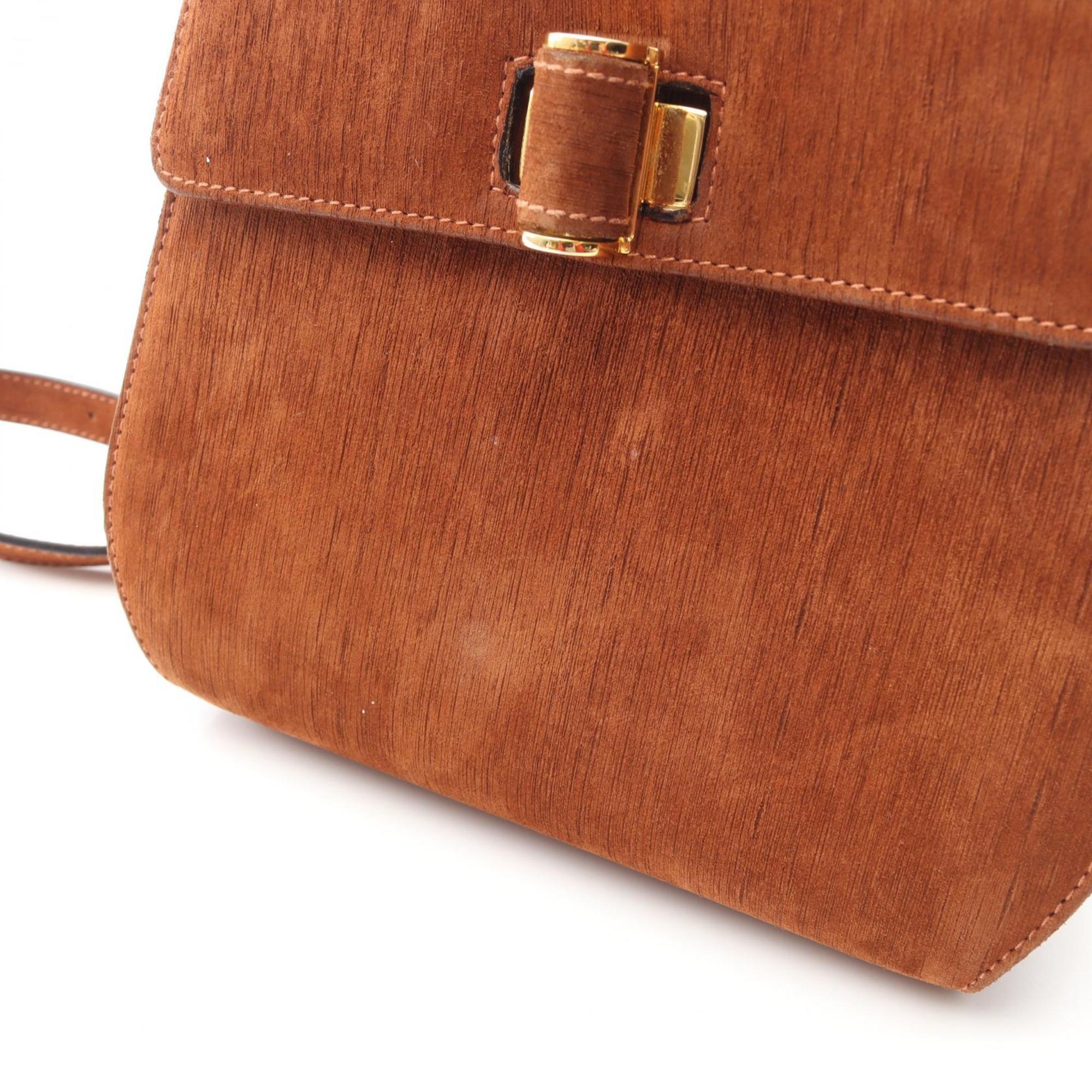 Salvatore Ferragamo Brown Suede Handbag Shoulder Bag (Pre-Owned)