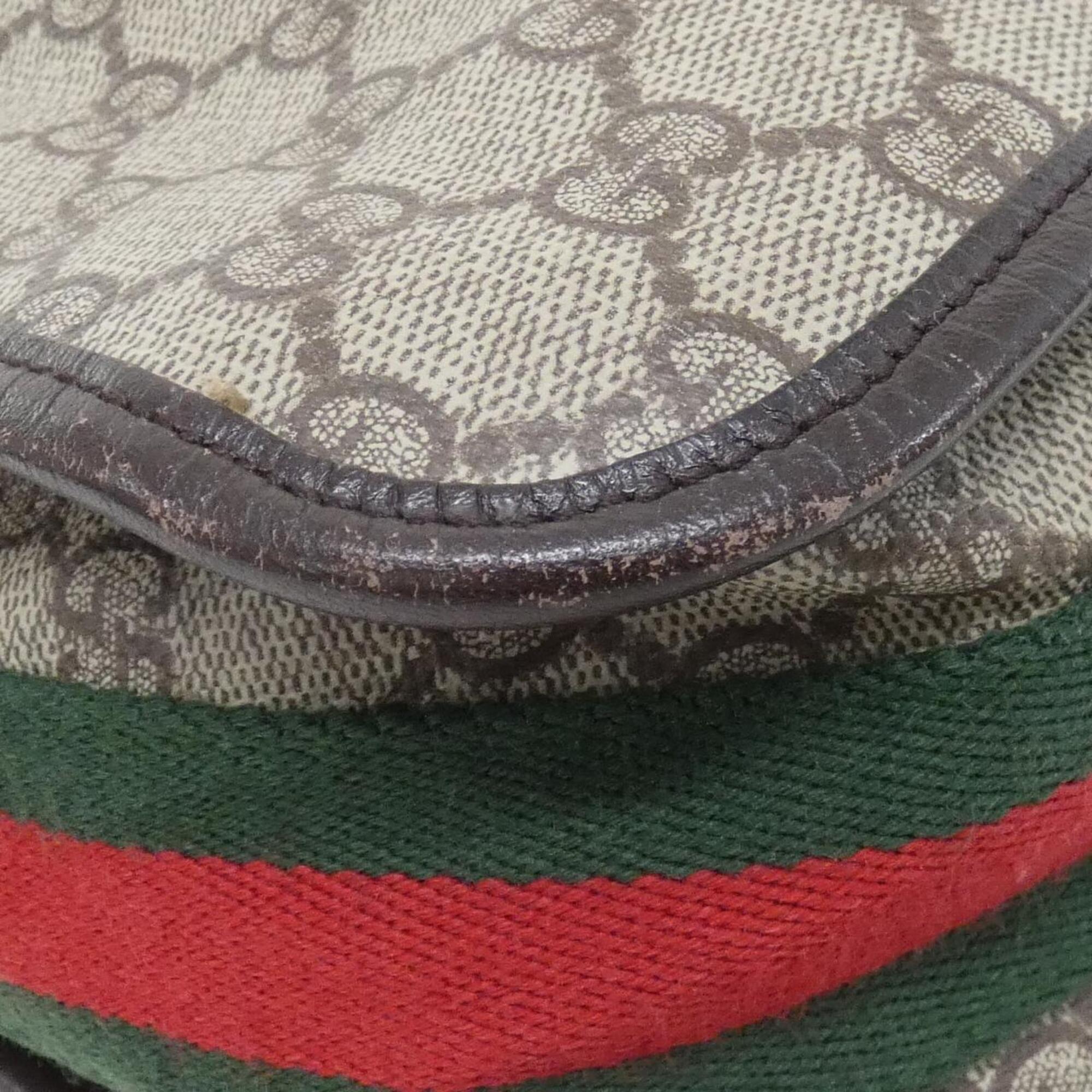 Gucci Beige Dark Brown Gg Plus Shoulder Bag (Pre-Owned)