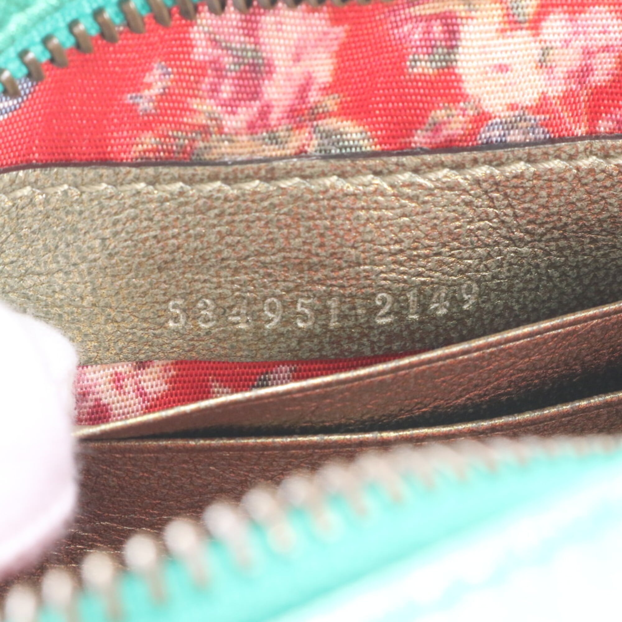 Gucci Green Red Color Leather Shoulder Bag (Pre-Owned)