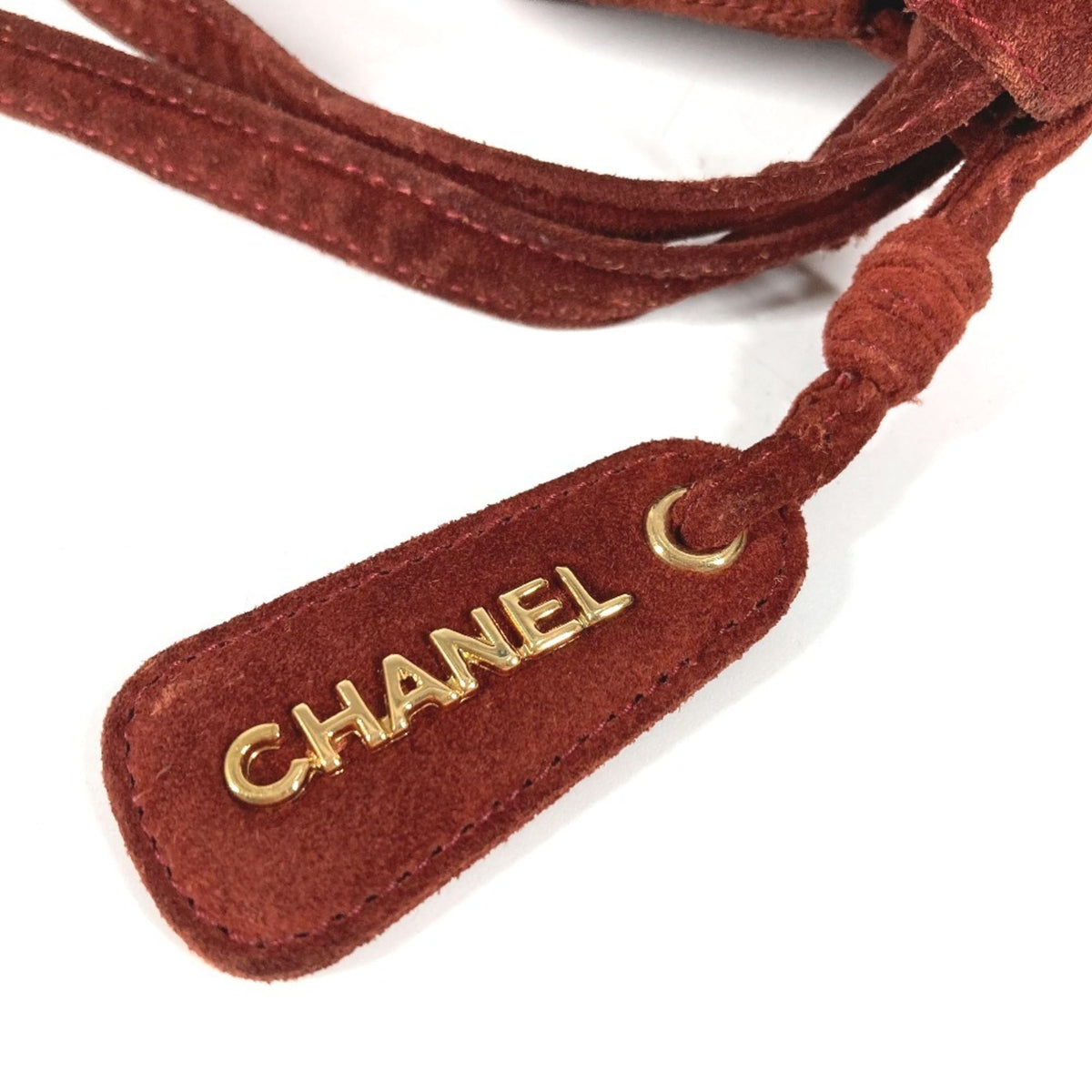 Chanel Red Color Suede Handbag Shoulder Bag (Pre-Owned)