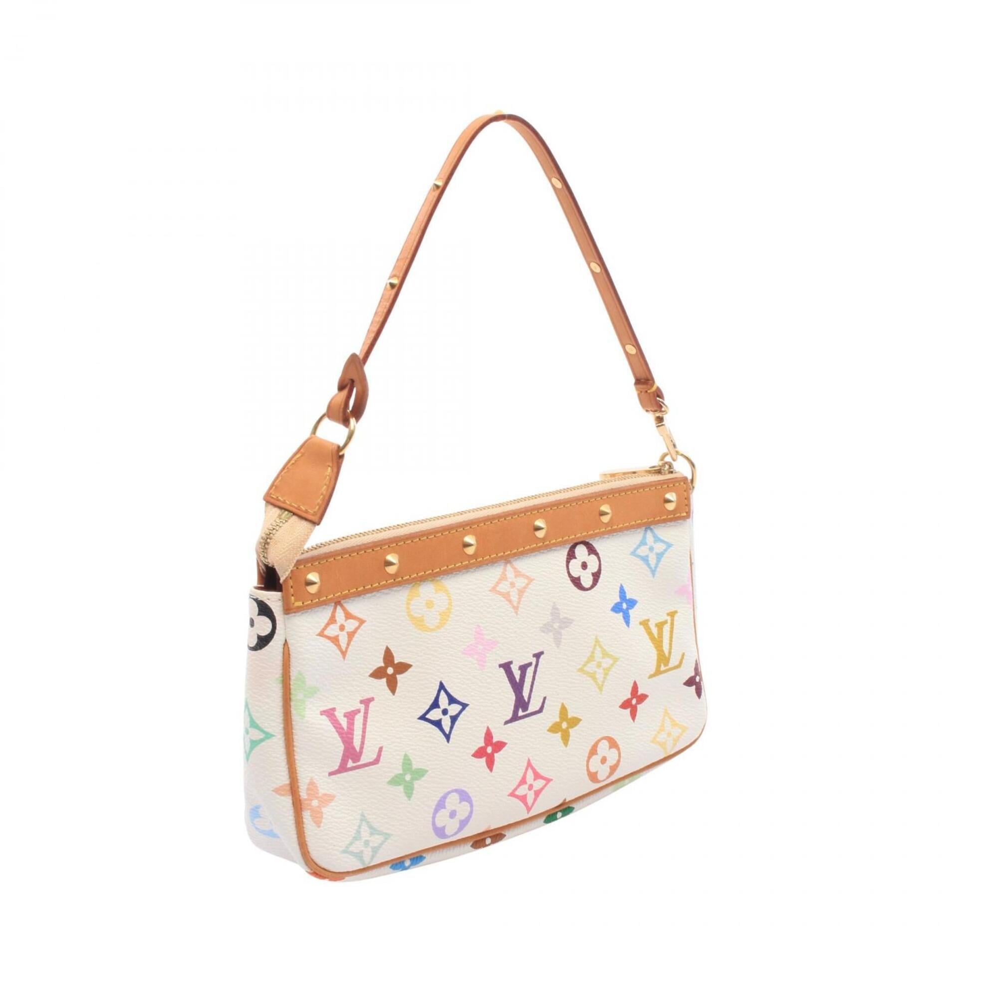 Louis Vuitton Blanc White Monogram Multicolore Pvc Coated Canvas Leather Handbag (Pre-Owned)